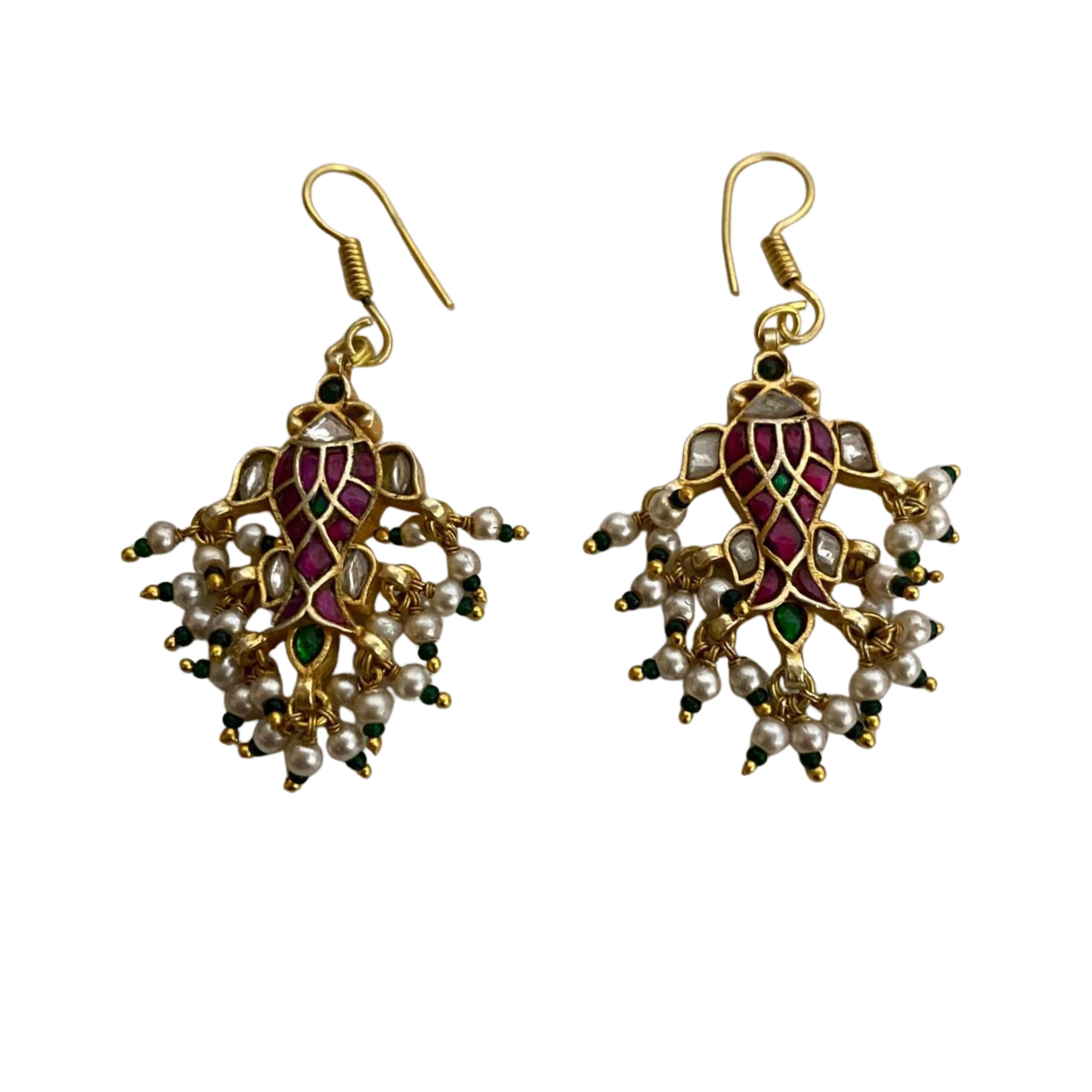 9rock The Ruby Bloom Kundan Earrings - kundan Jewellery
