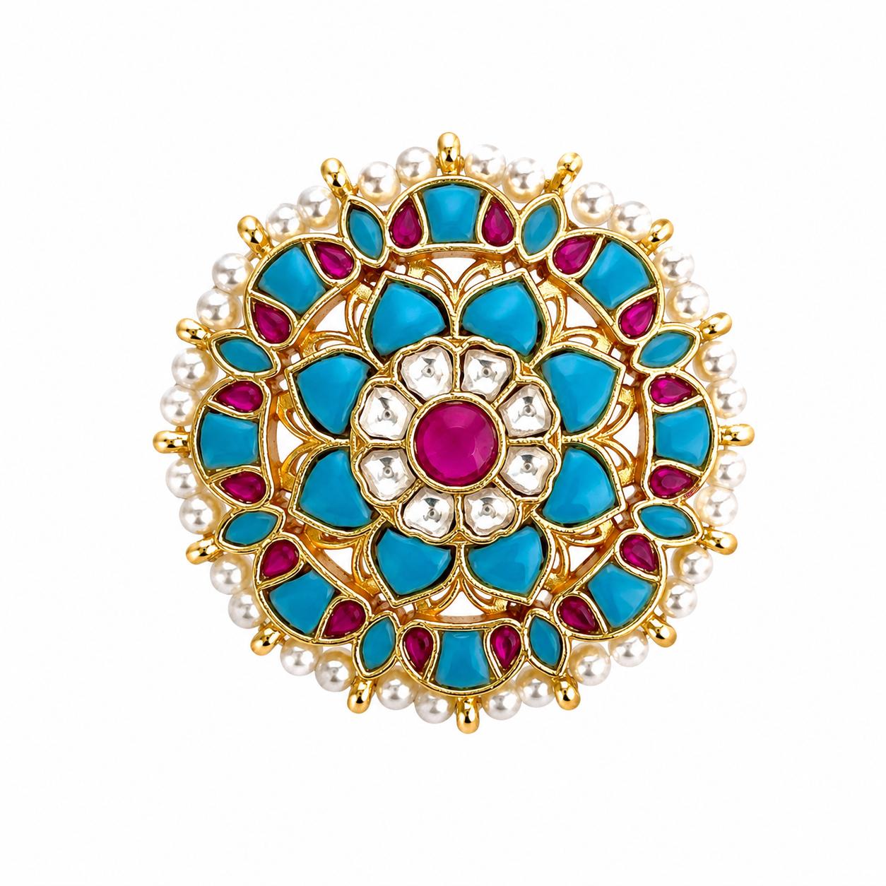 9rock The Majestic Bloom Kundan Ring - kundan Jewellery