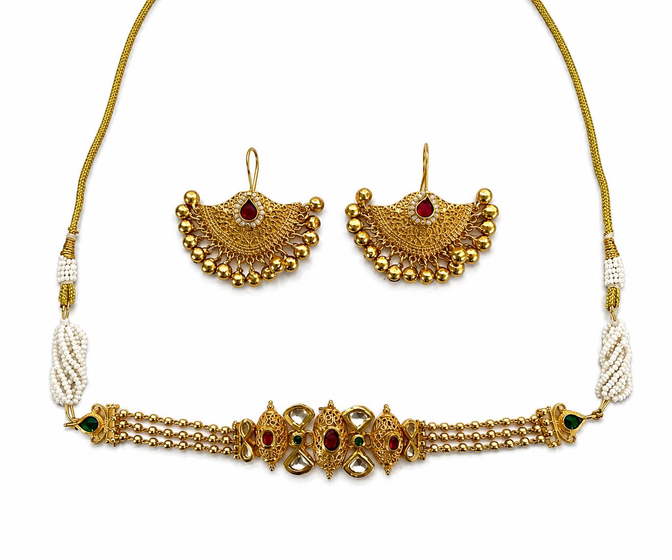 The Golden Bloom Kundan Necklace & Earring Set