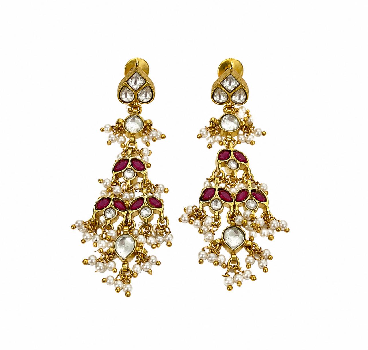 9rock The Ruby Pearl Kundan Earring - kundan Jewellery