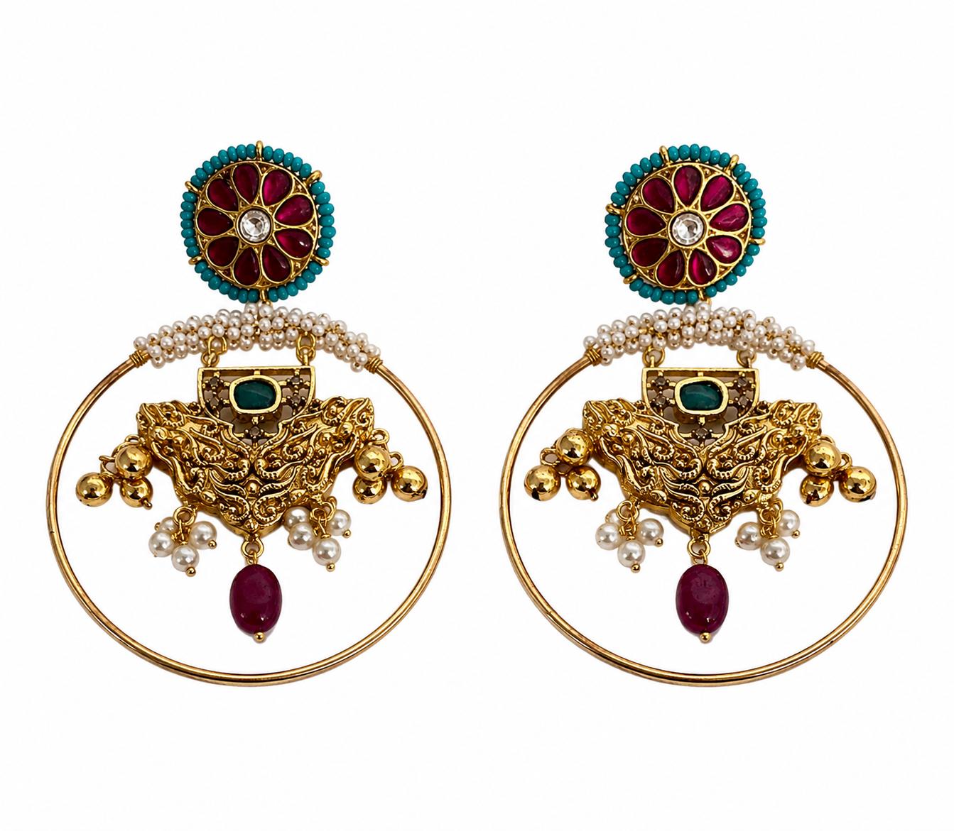 9rock Regal Kundan Bloom Earring - kundan Jewellery