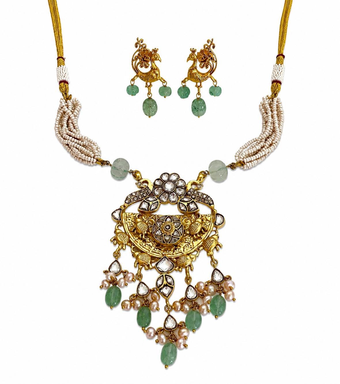 The Peacock Emerald Necklace & Earring Set — 9rock