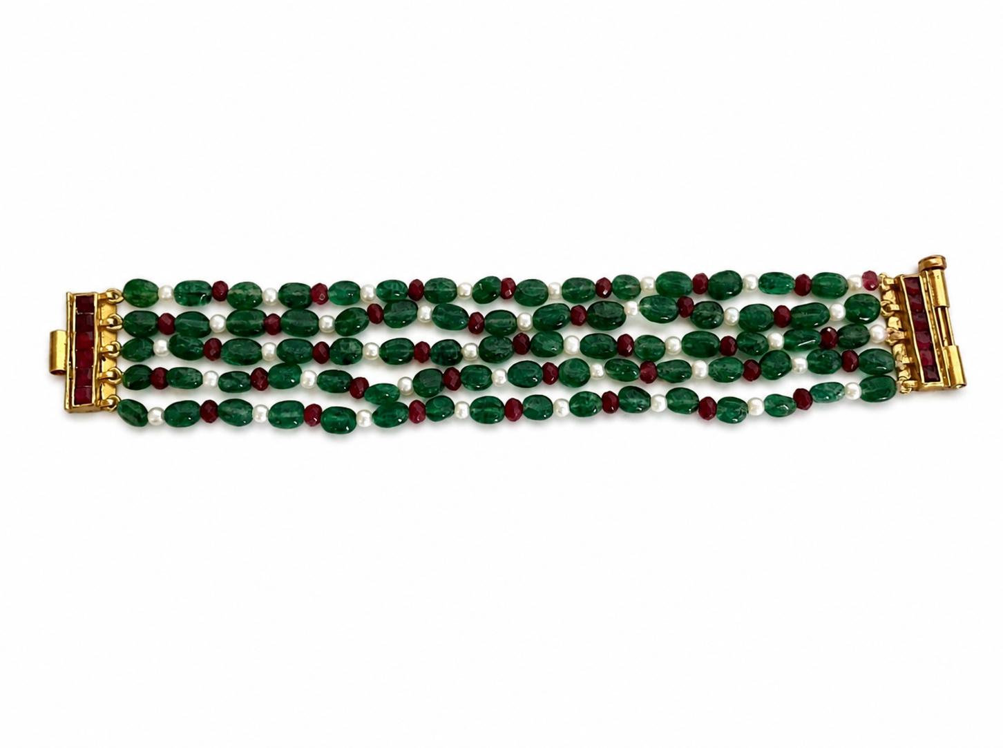 9rock The Regal Emerald Beaded Bracelet - pure silver Jewellery