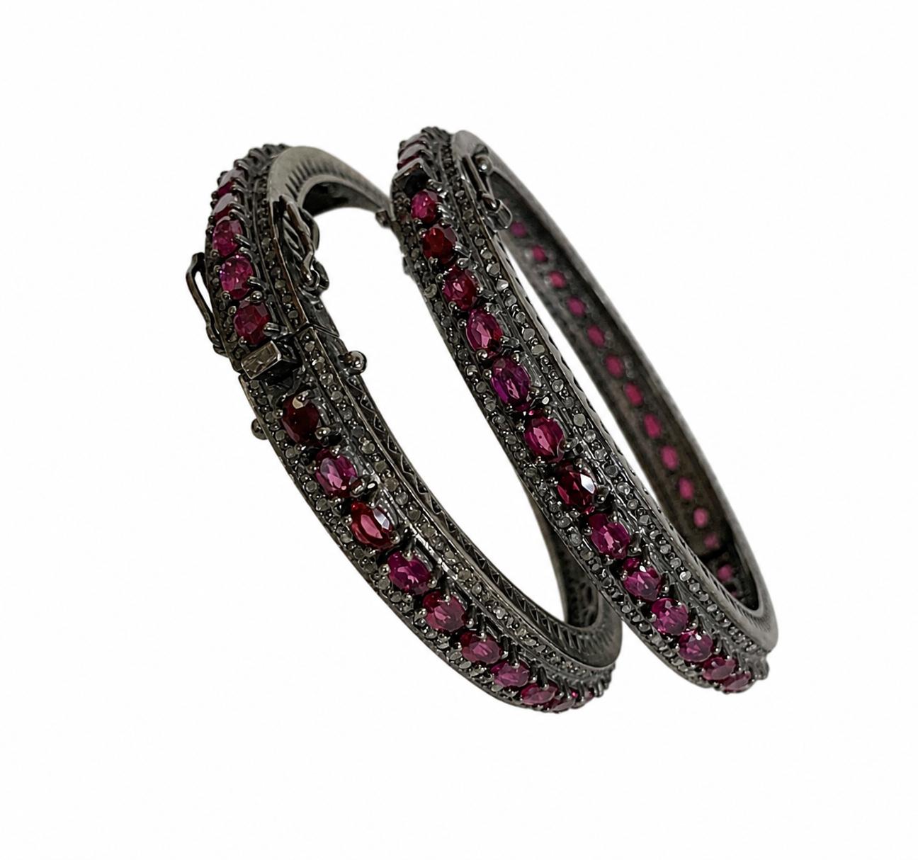 9rock The Ruby Lattice Pure Silver Bangles - pure silver Jewellery