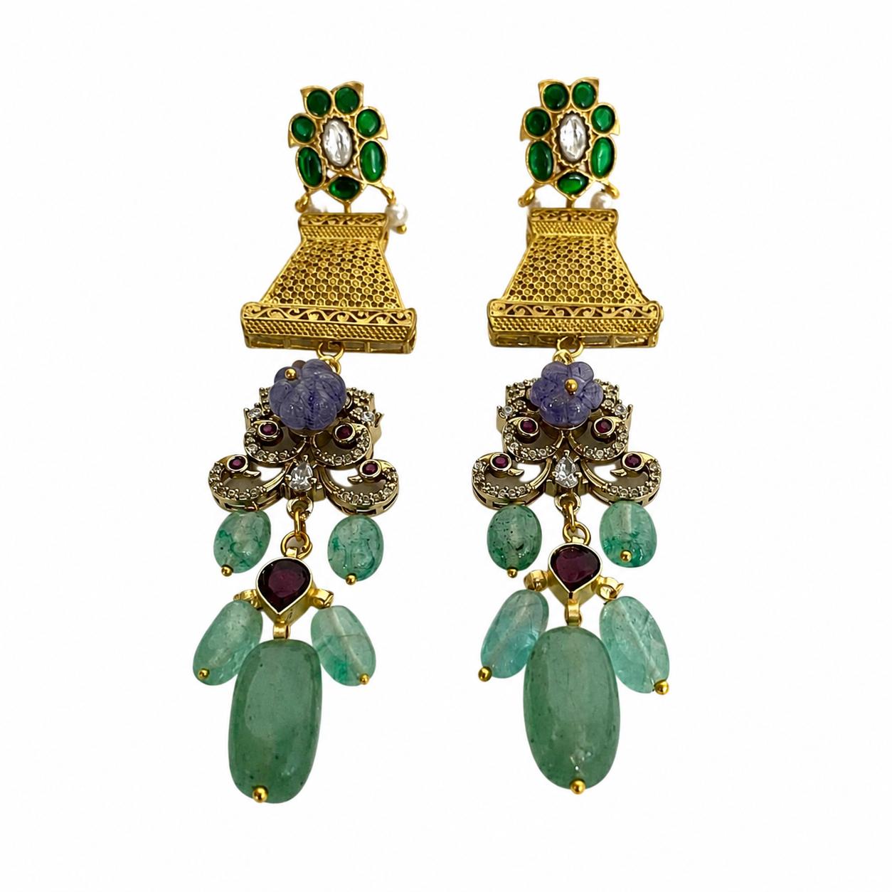 9rock The Emerald Kundan Earrings - kundan Jewellery
