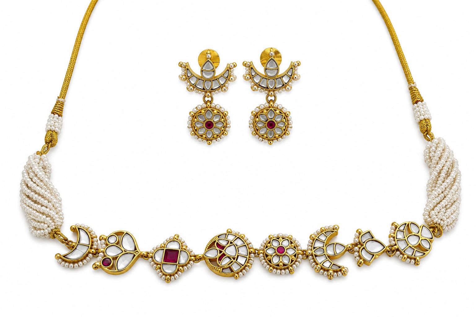 Celestial Moon Kundan Necklace & Earring Set