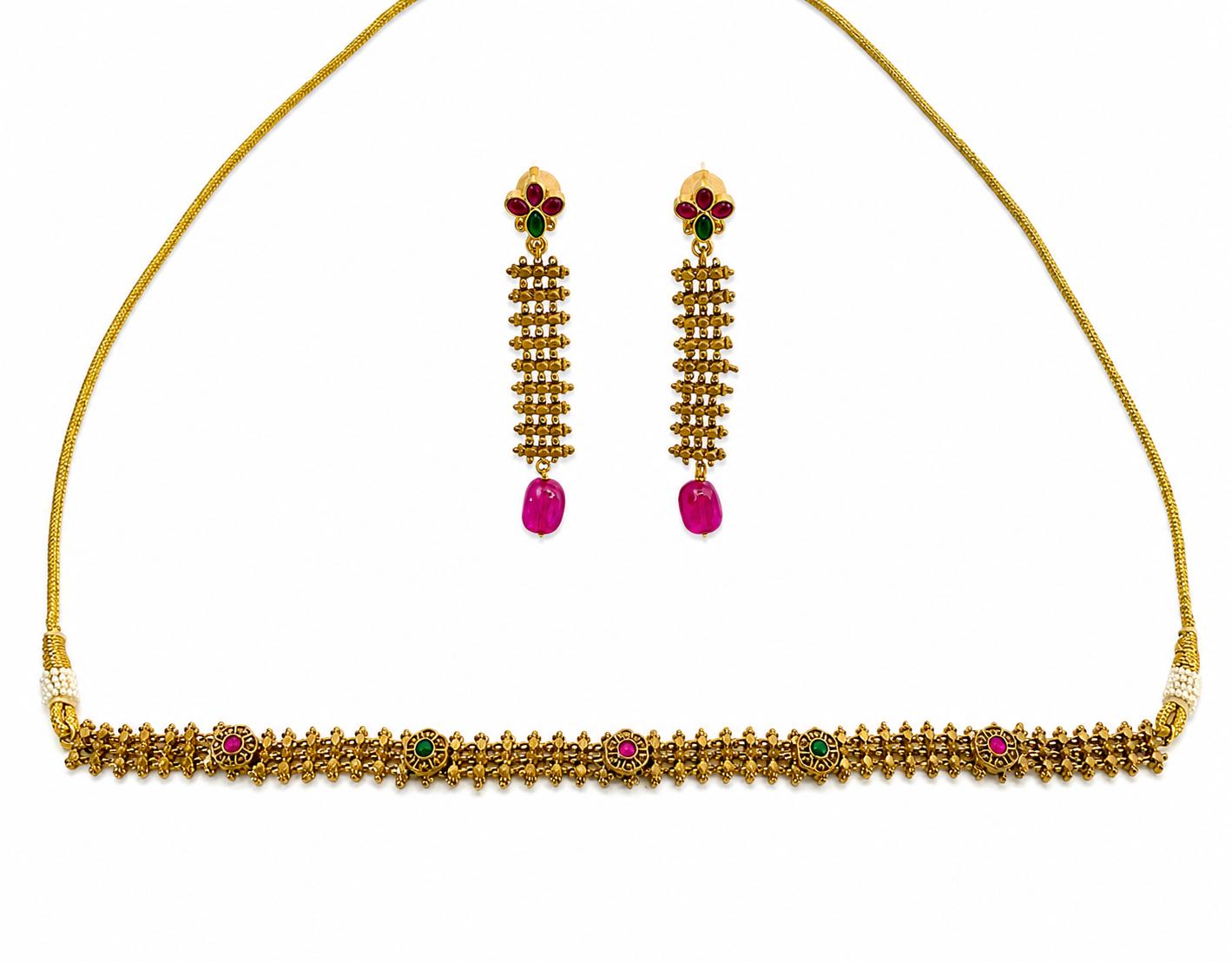 9rock Kundan Choker Necklace & Earring Set - kundan Jewellery