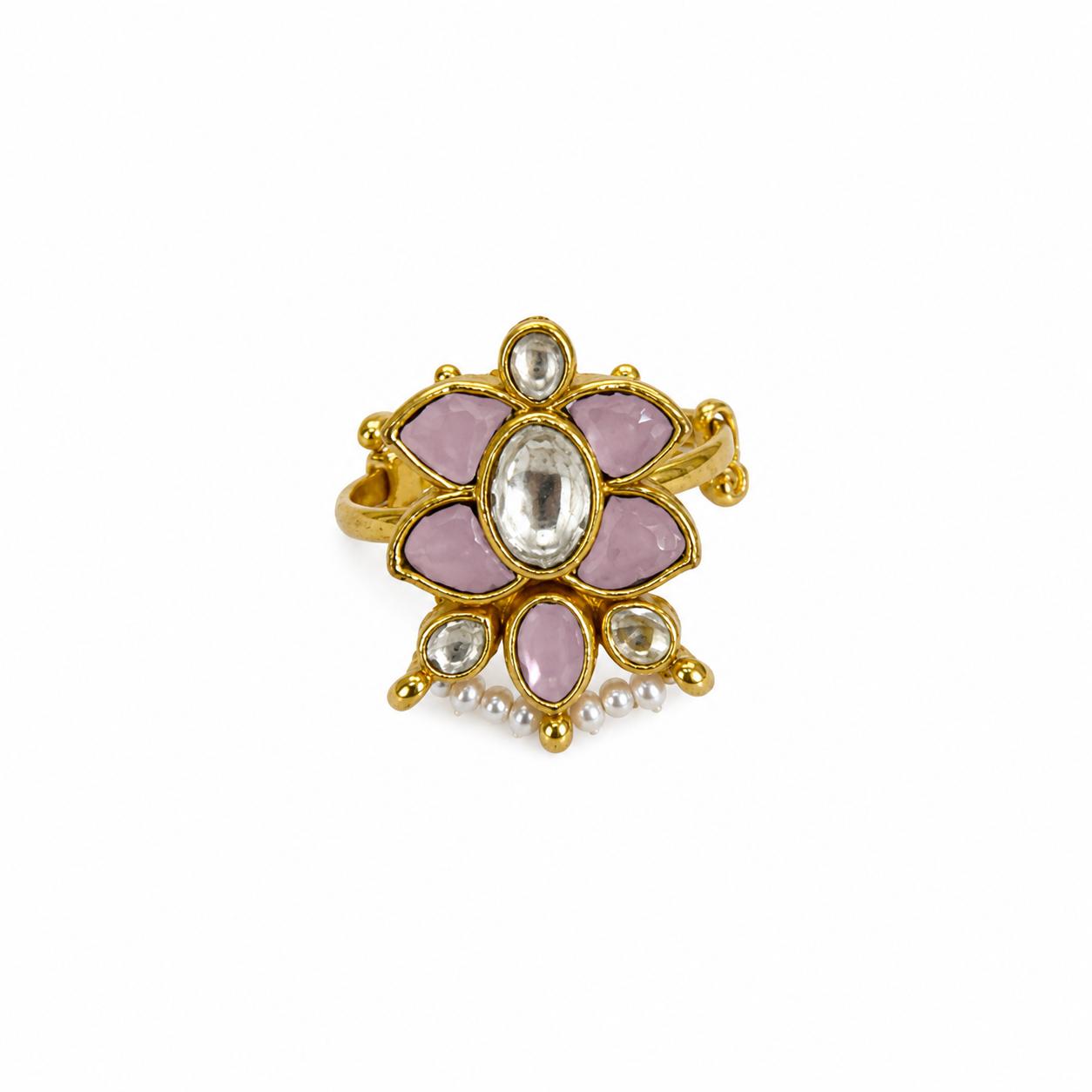 9rock The Aurora Kundan Flower Ring - kundan Jewellery