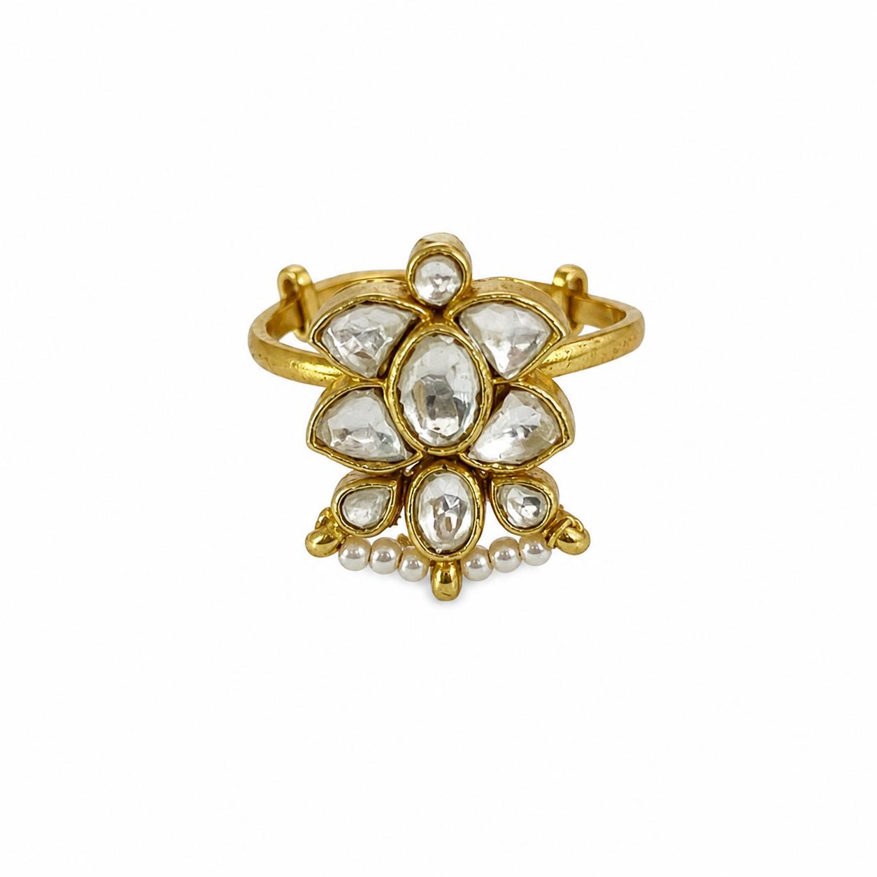 9rock The Celestial Bloom Kundan Ring - kundan Jewellery