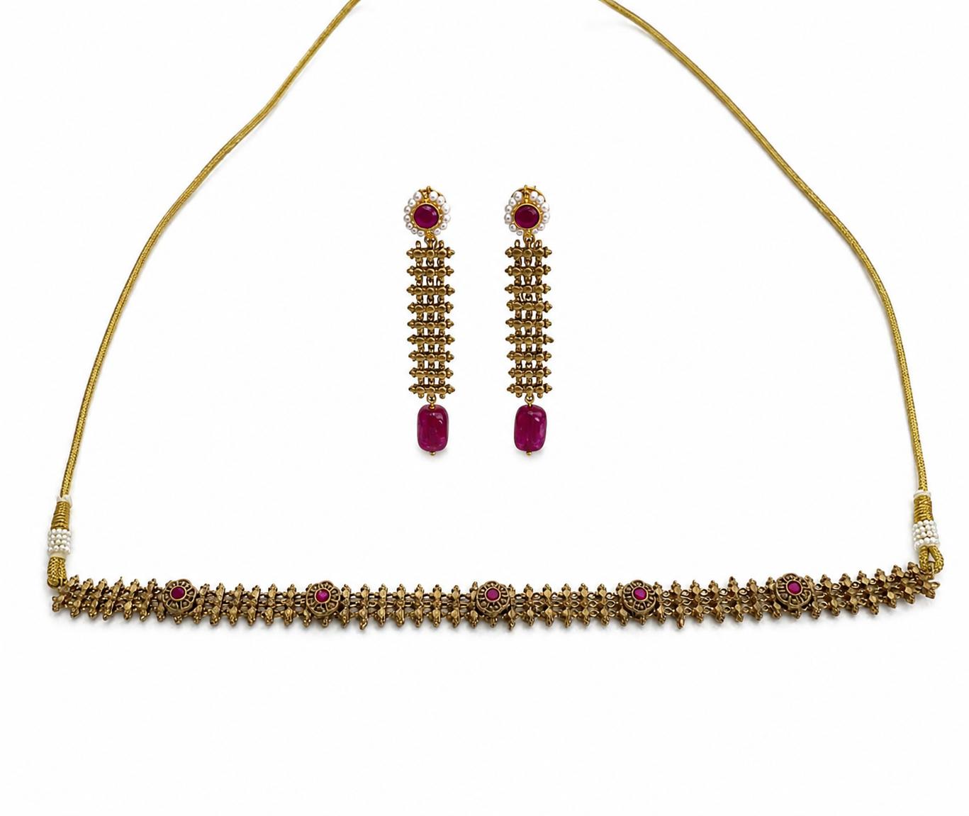 9rock The Ruby Kundan Necklace & Earring Set - kundan Jewellery