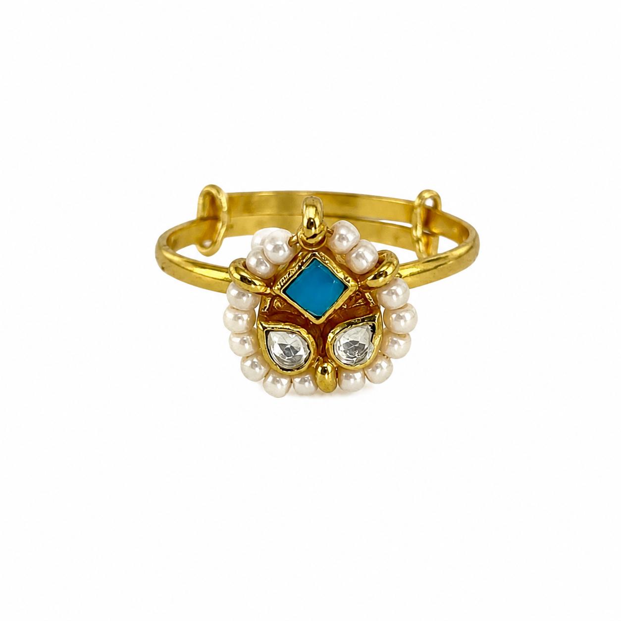 9rock The Azure Bloom Kundan Ring - kundan Jewellery