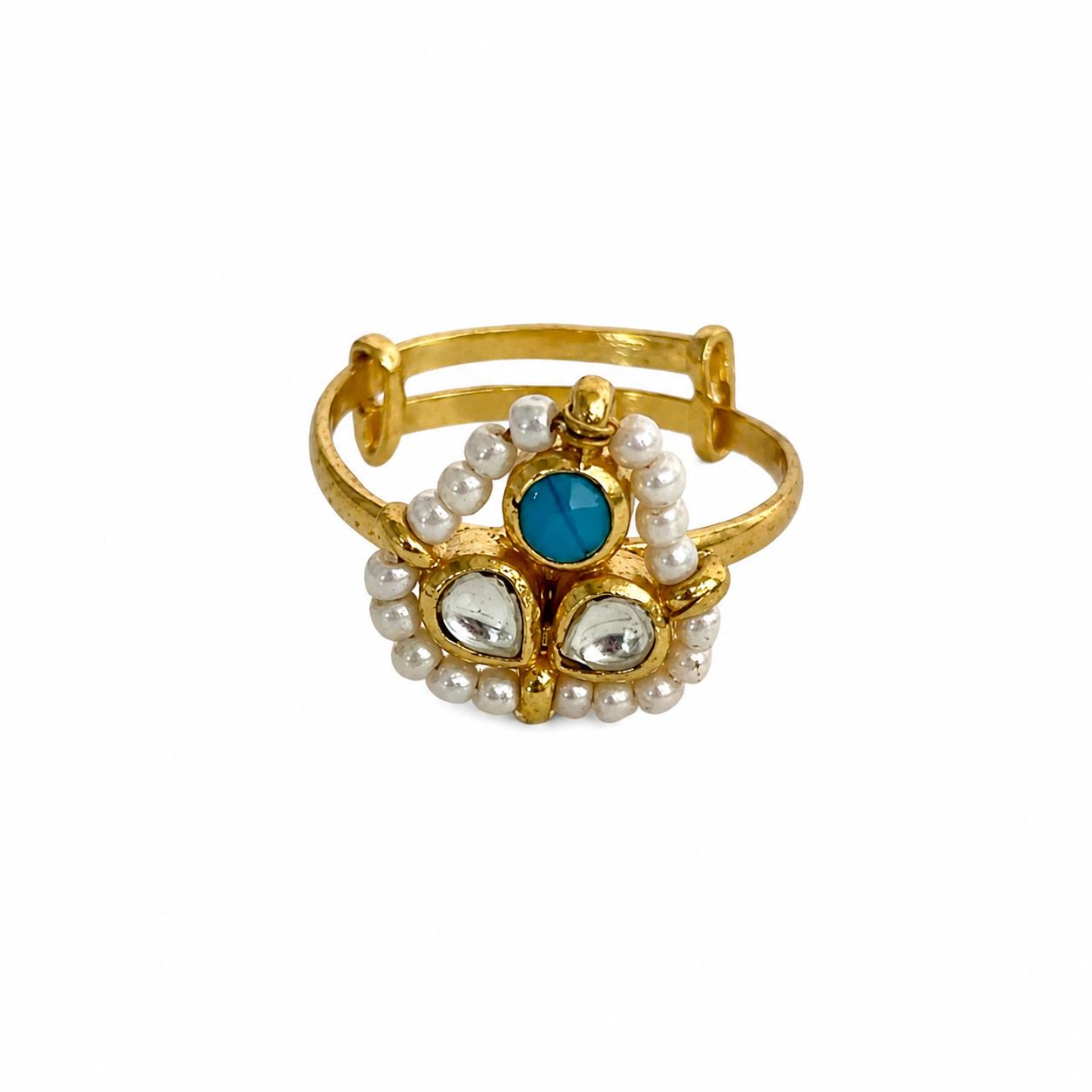 9rock The Azure Kundan Bloom Ring - kundan Jewellery