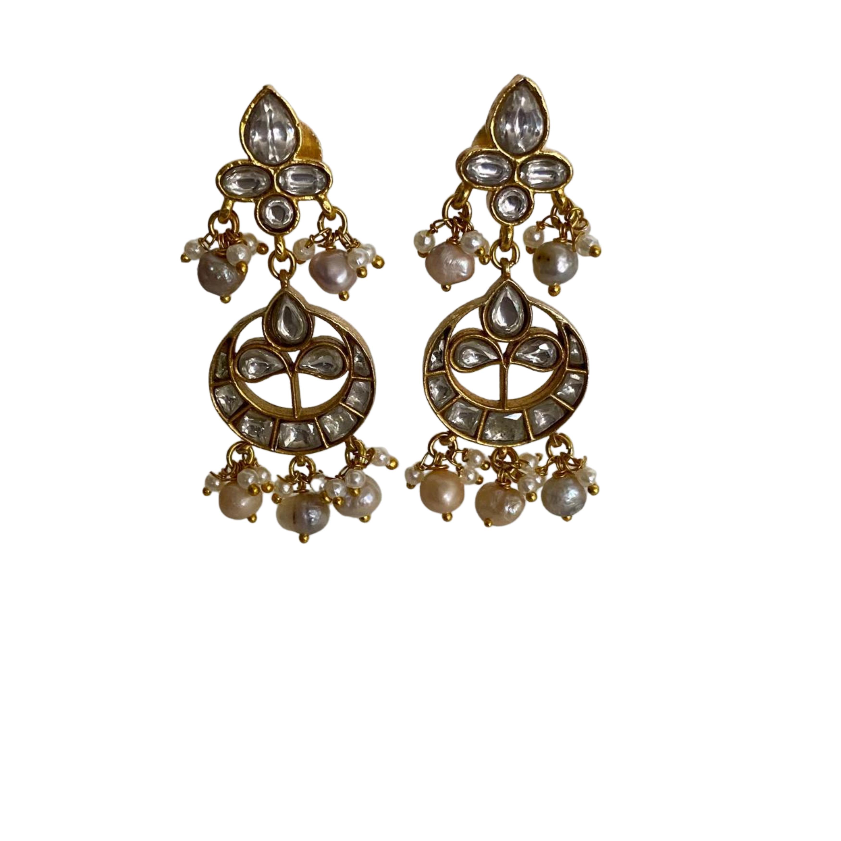Kundan Pearl Dangle Earrings