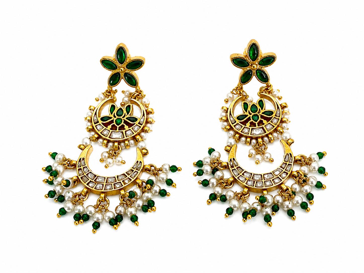 Lunar Emerald Bloom Earrings