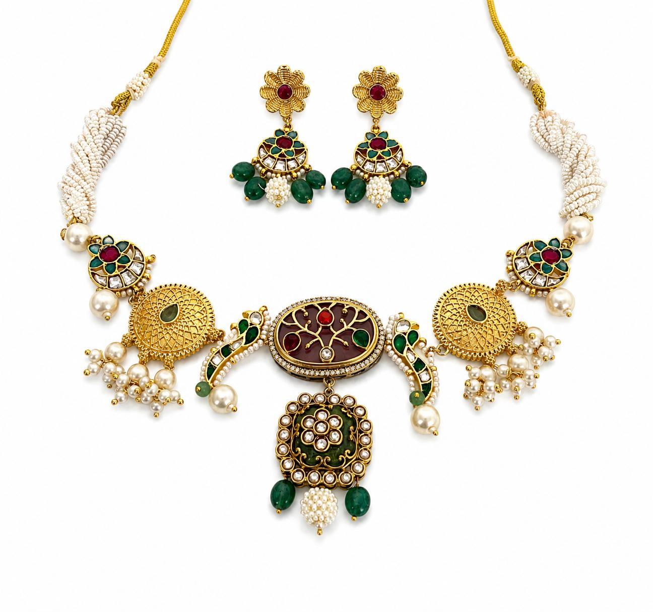 The Royal Kundan Bloom Necklace & Earring Set