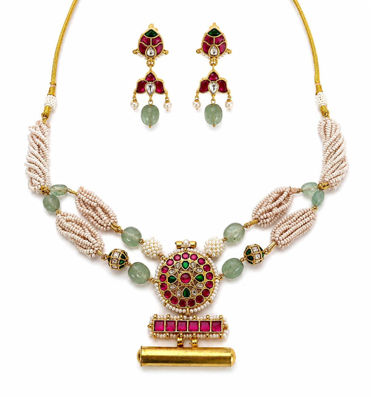 The Regal Bloom Kundan Necklace & Earring Set