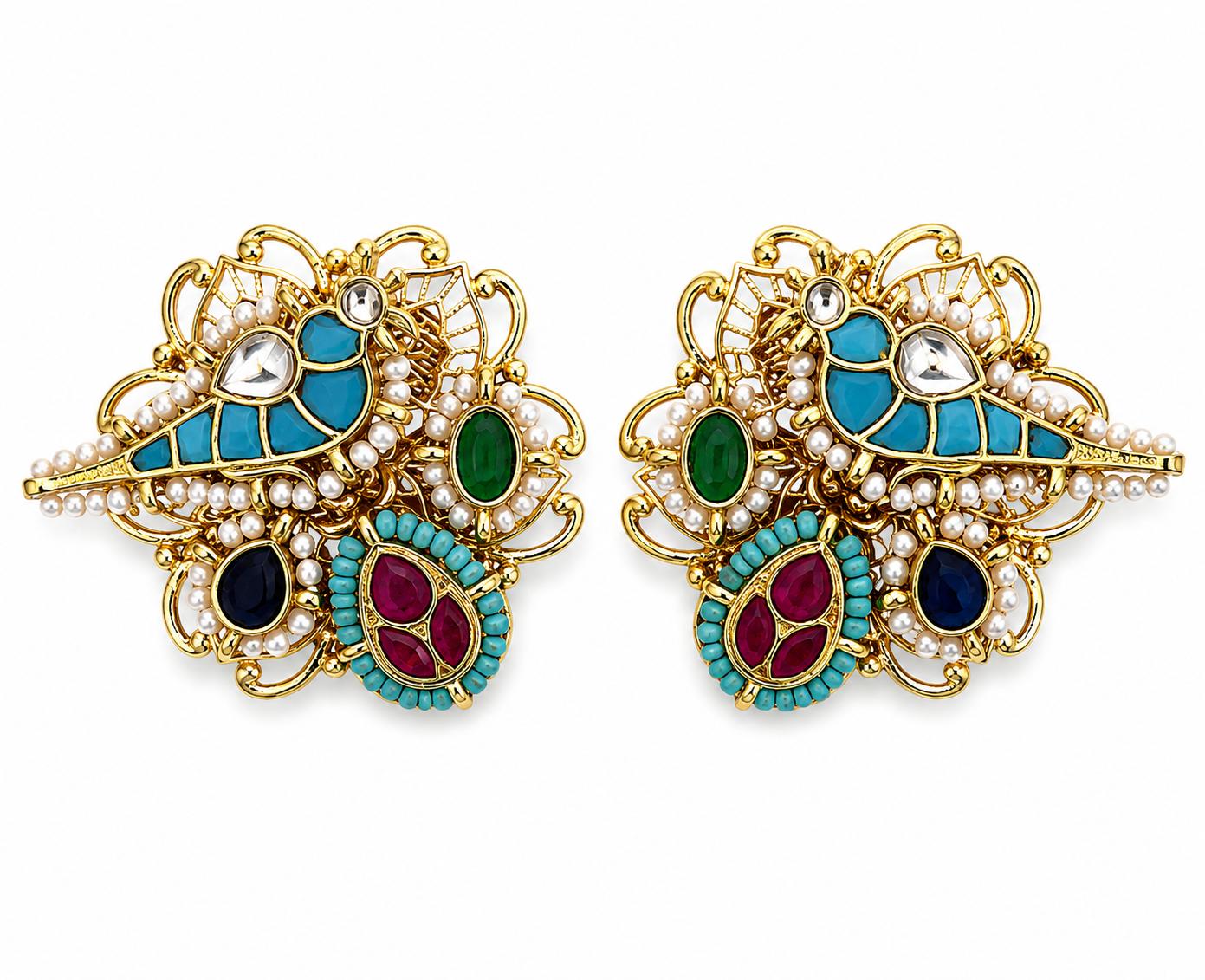 9rock The Gilded Aviary Kundan Earrings - kundan Jewellery