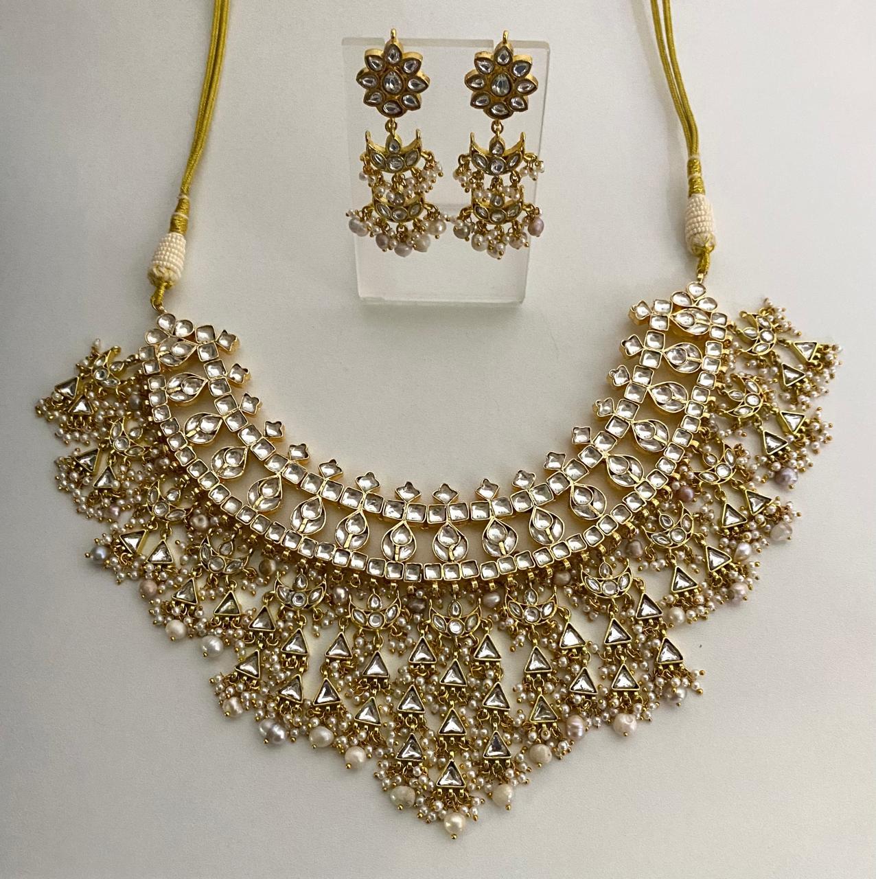 The Lumina Kundan Necklace & Earring Set - 9rock