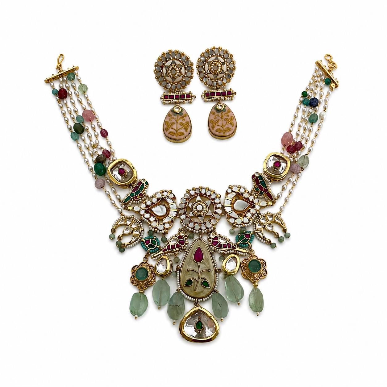 9rock The Royal Bloom Kundan Necklace & Earring Set - kundan Jewellery