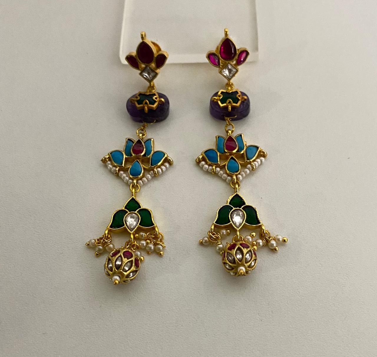 The Regal Gemstone Dangle Earrings