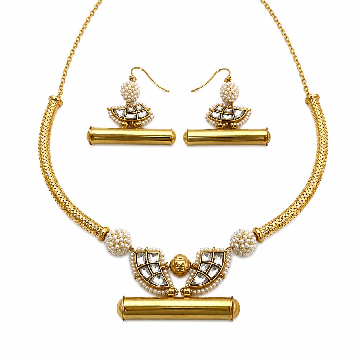9rock The Kundan Droplet Necklace & Earring Set - kundan Jewellery