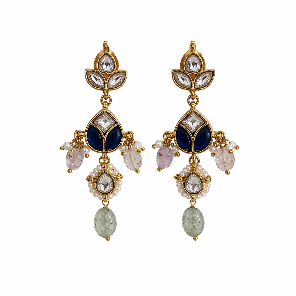 9rock Regal Kundan Tear Drop Earrings - kundan Jewellery