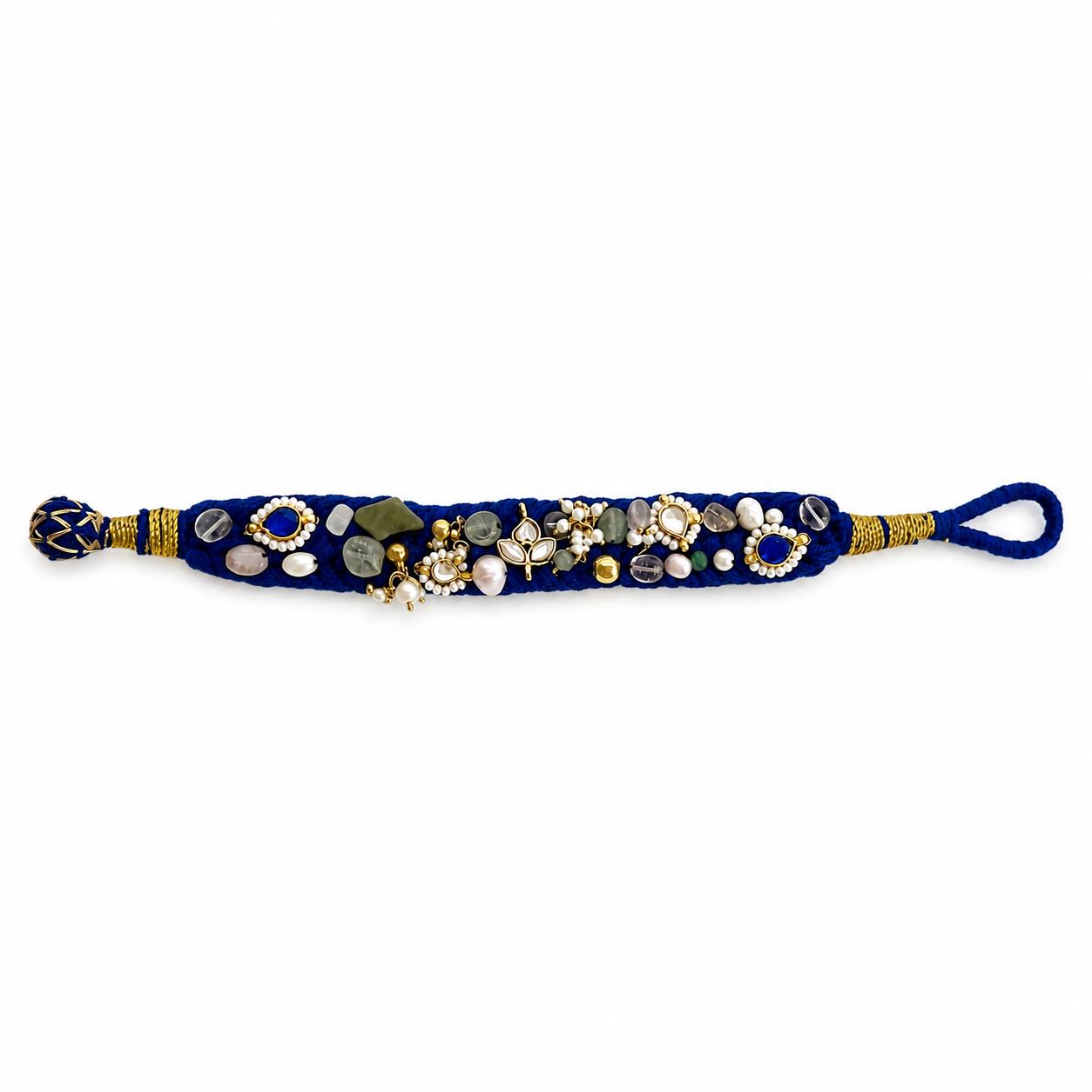 9rock Kundan Embellished Blue Bracelet - kundan Jewellery