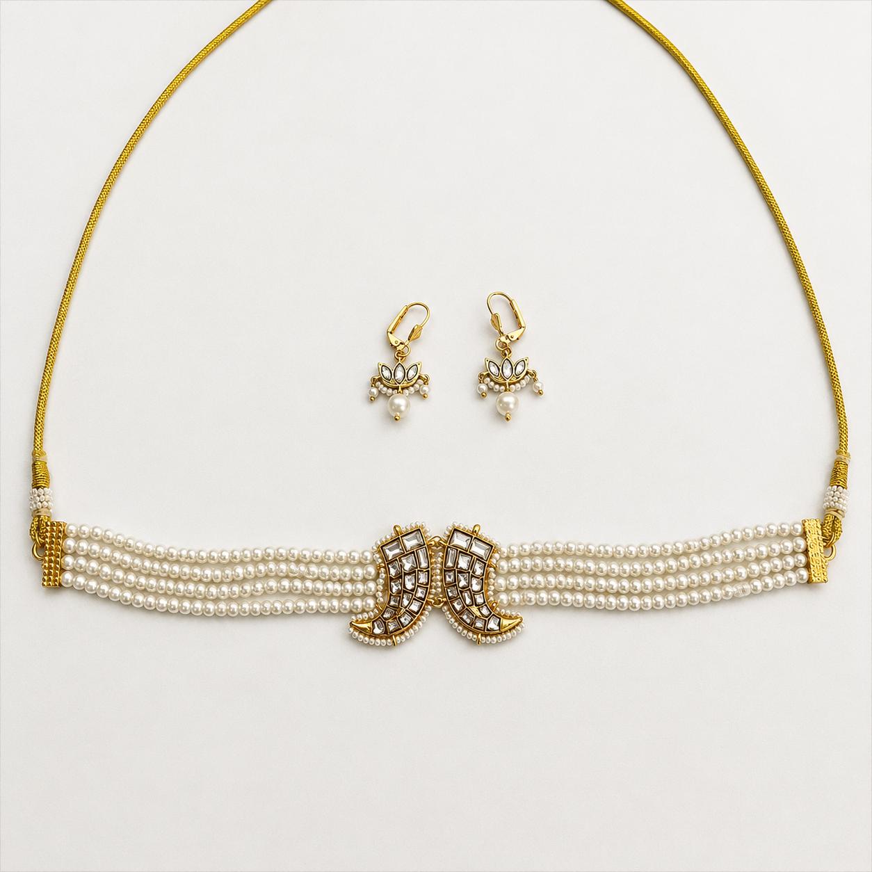 9rock The Grand Kundan Pearl Choker Set - kundan Jewellery