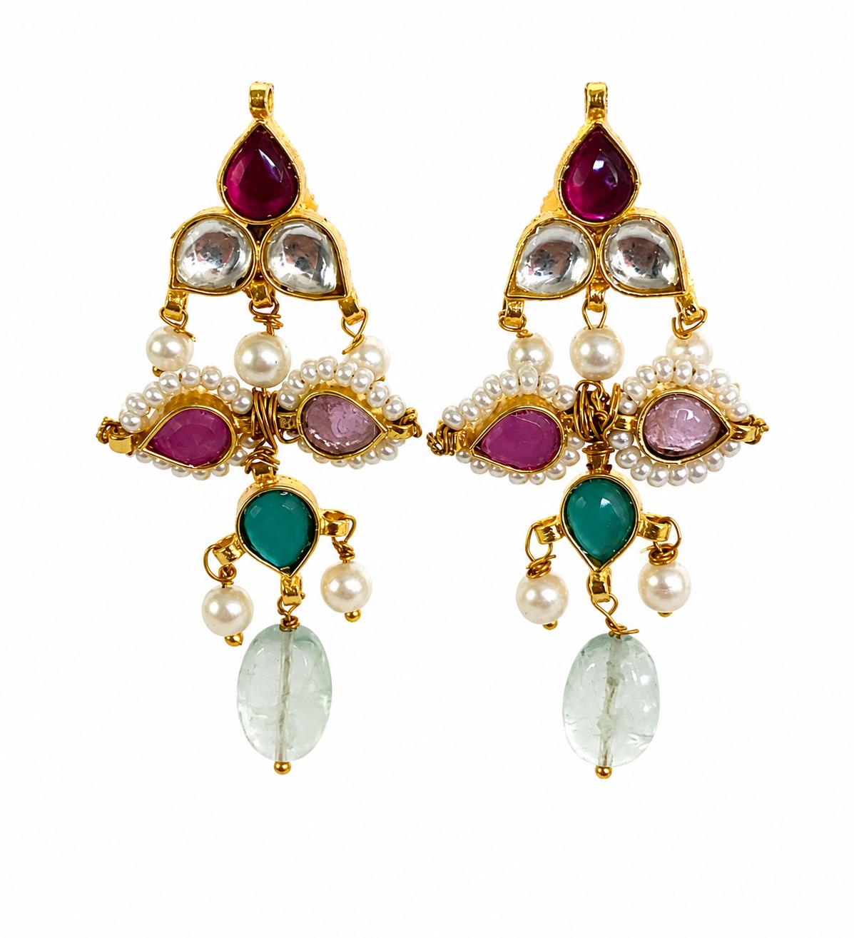 9rock Kundan Gemstone Earrings - kundan Jewellery