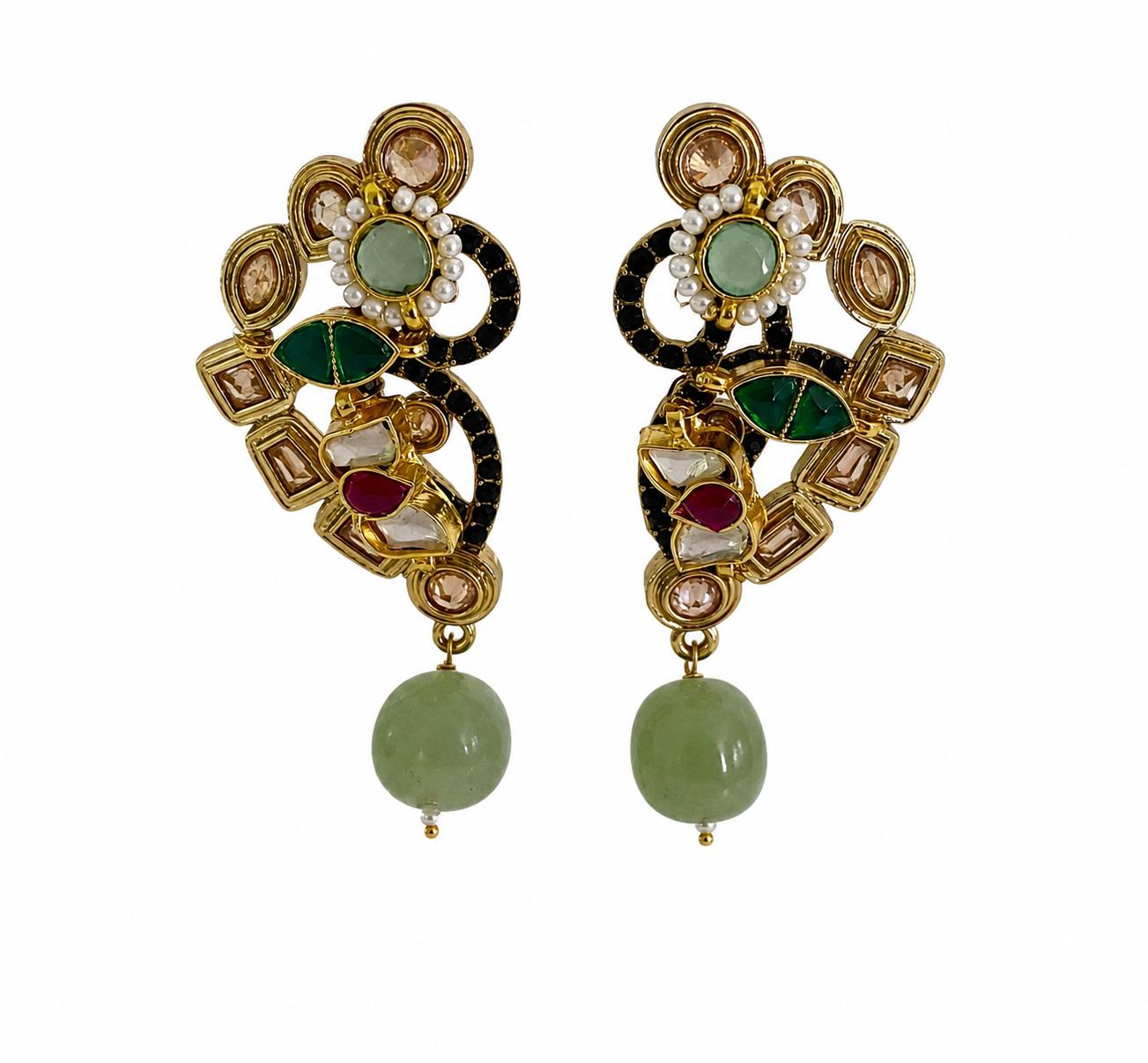 9rock The Verdant Bloom Kundan Earrings - kundan Jewellery