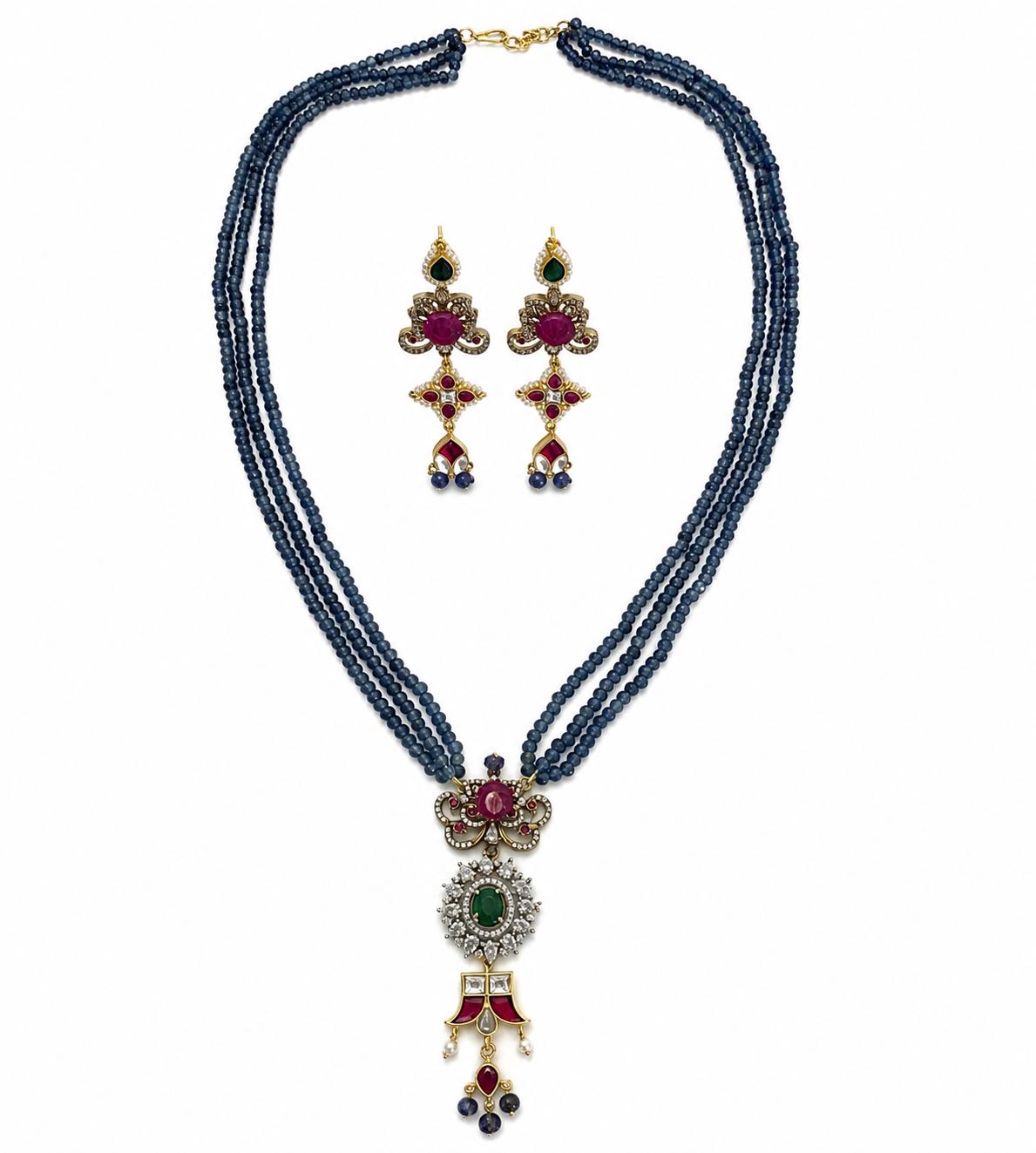 9rock The Emerald Butterfly Kundan Necklace & Earring Set - kundan Jewellery