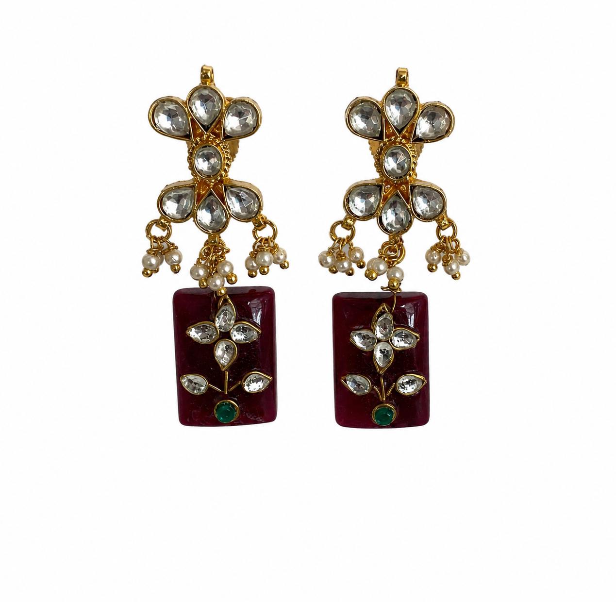 9rock Floral Kundan Earrings - kundan Jewellery