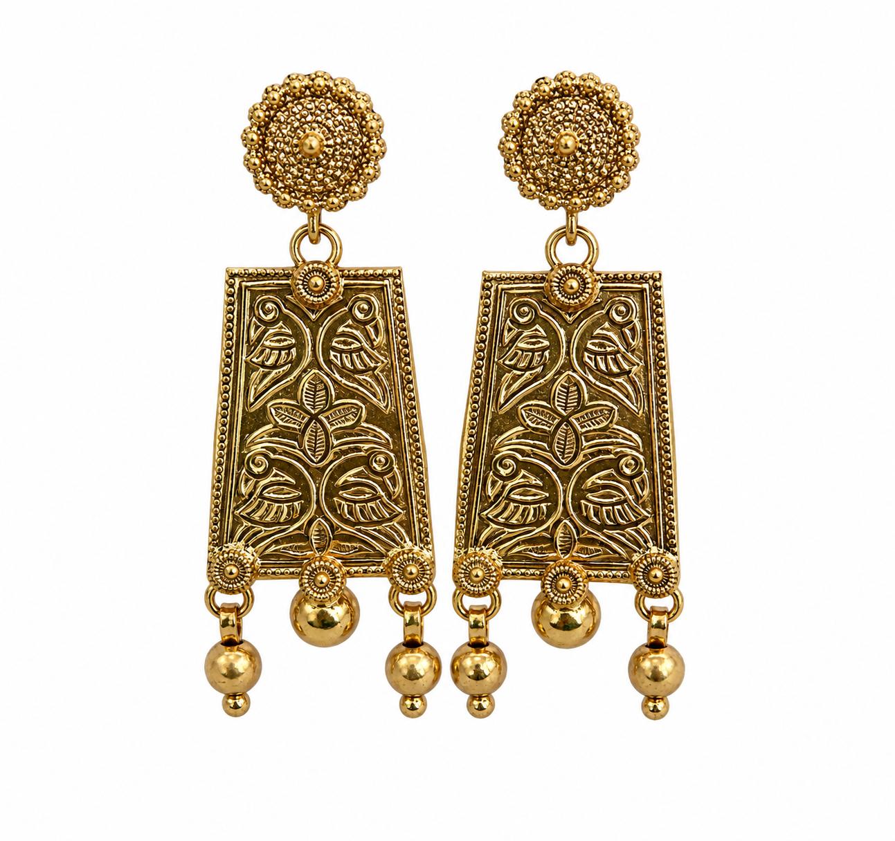 9rock The Gilded Floral Drops Earrings - alloy Jewellery