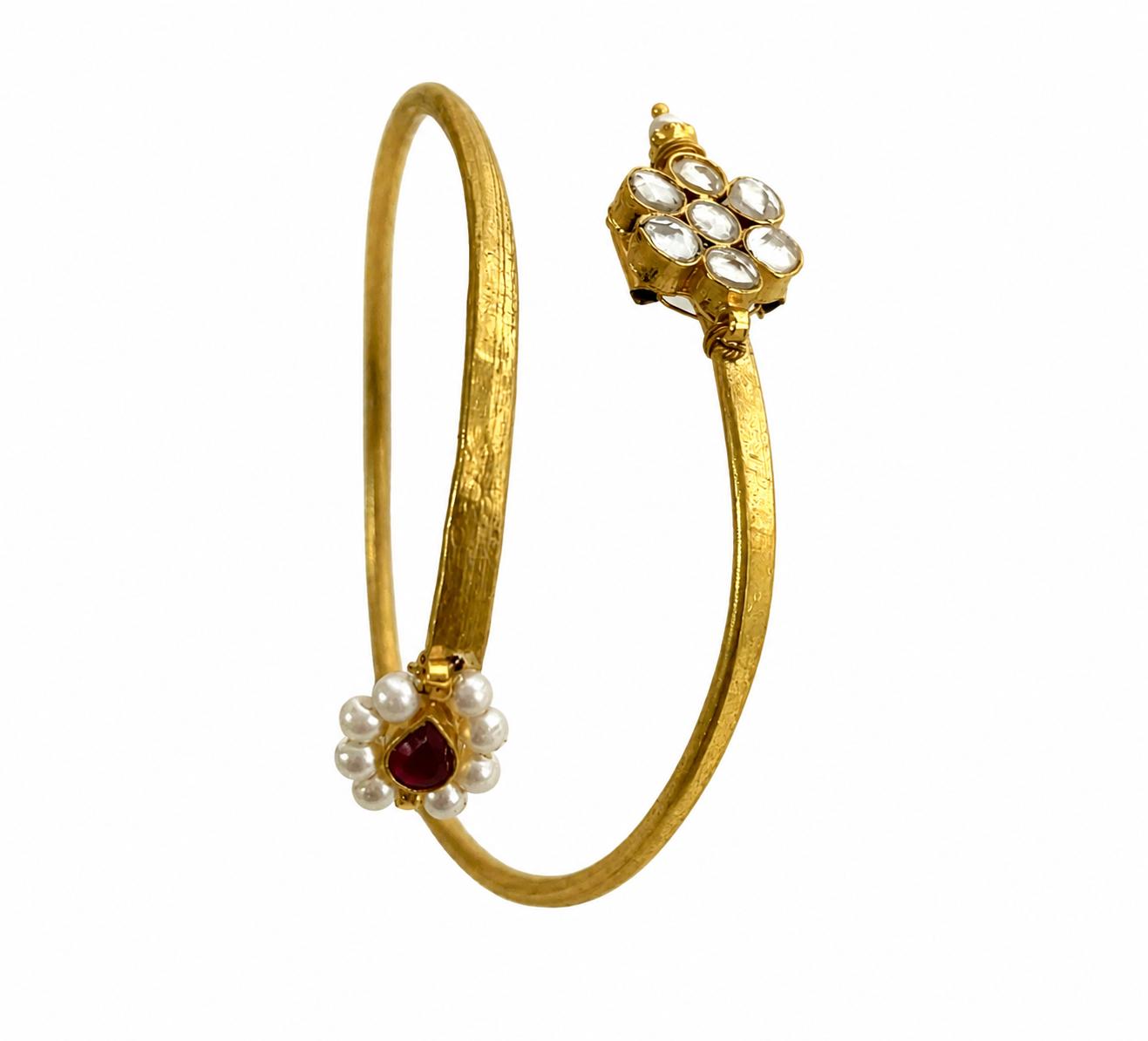 9rock The Kundan Ruby Pearl Bracelet - kundan Jewellery