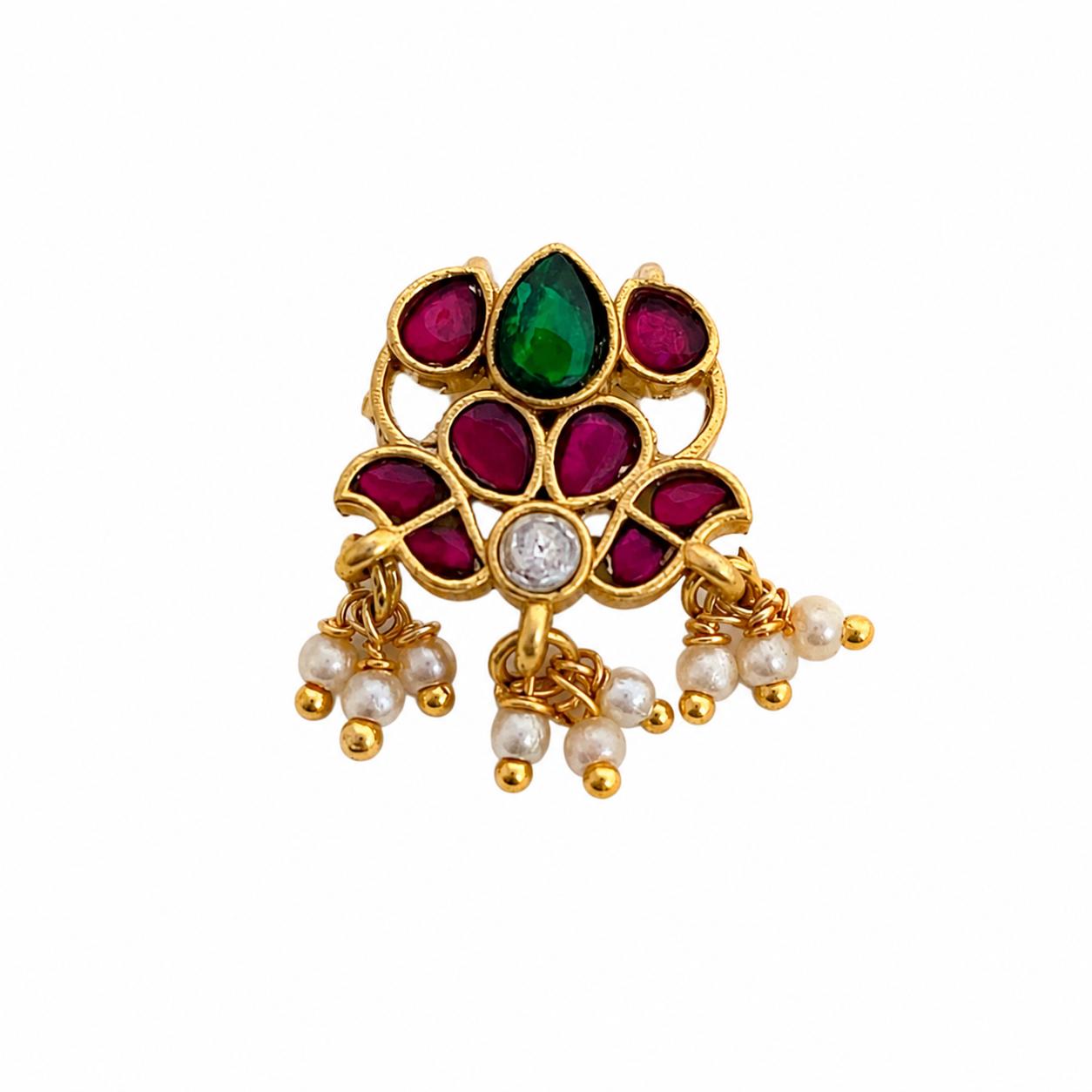 9rock The Emerald and Ruby Kundan Hair Accessory - kundan Jewellery