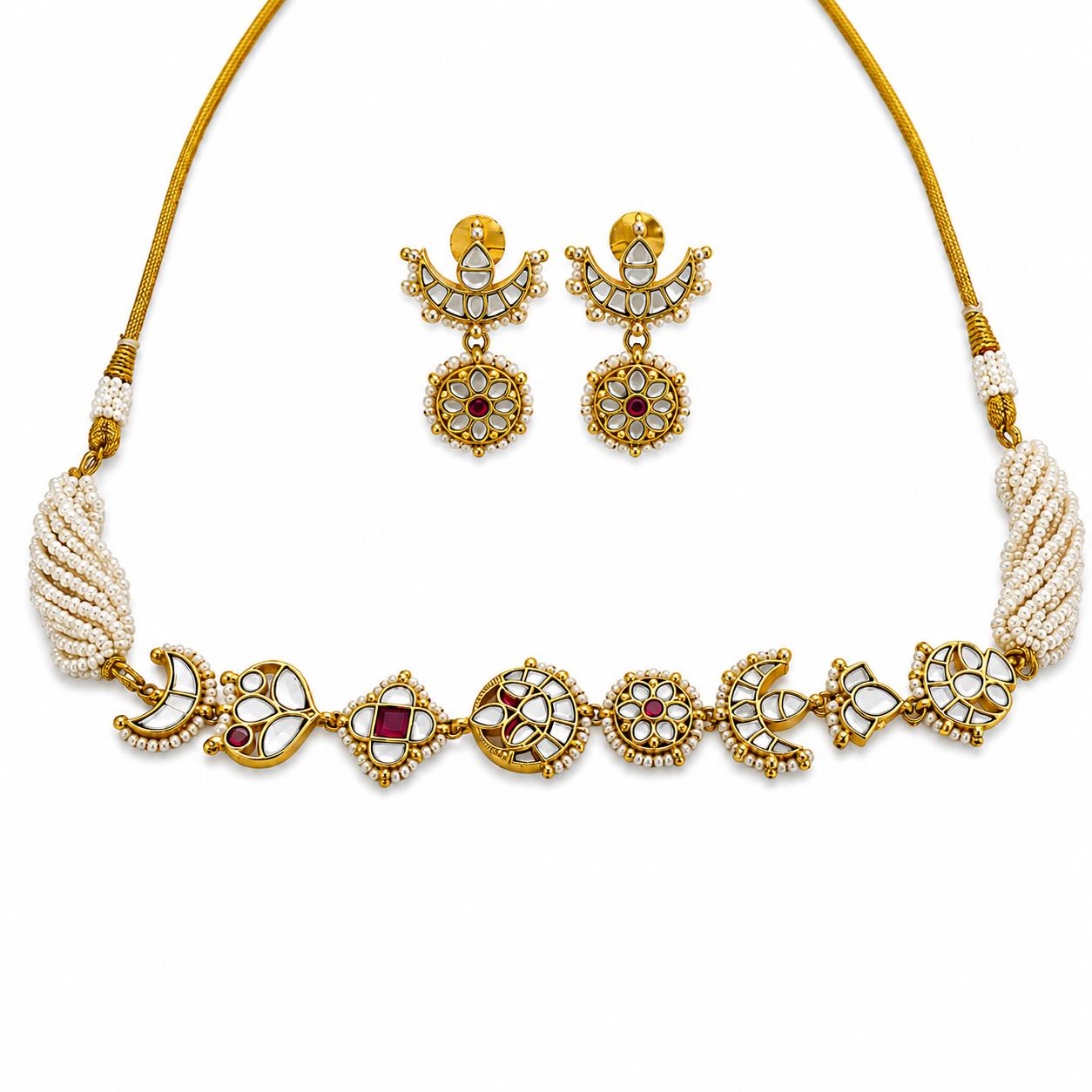 Celestial Moon Kundan Necklace And Earring Set