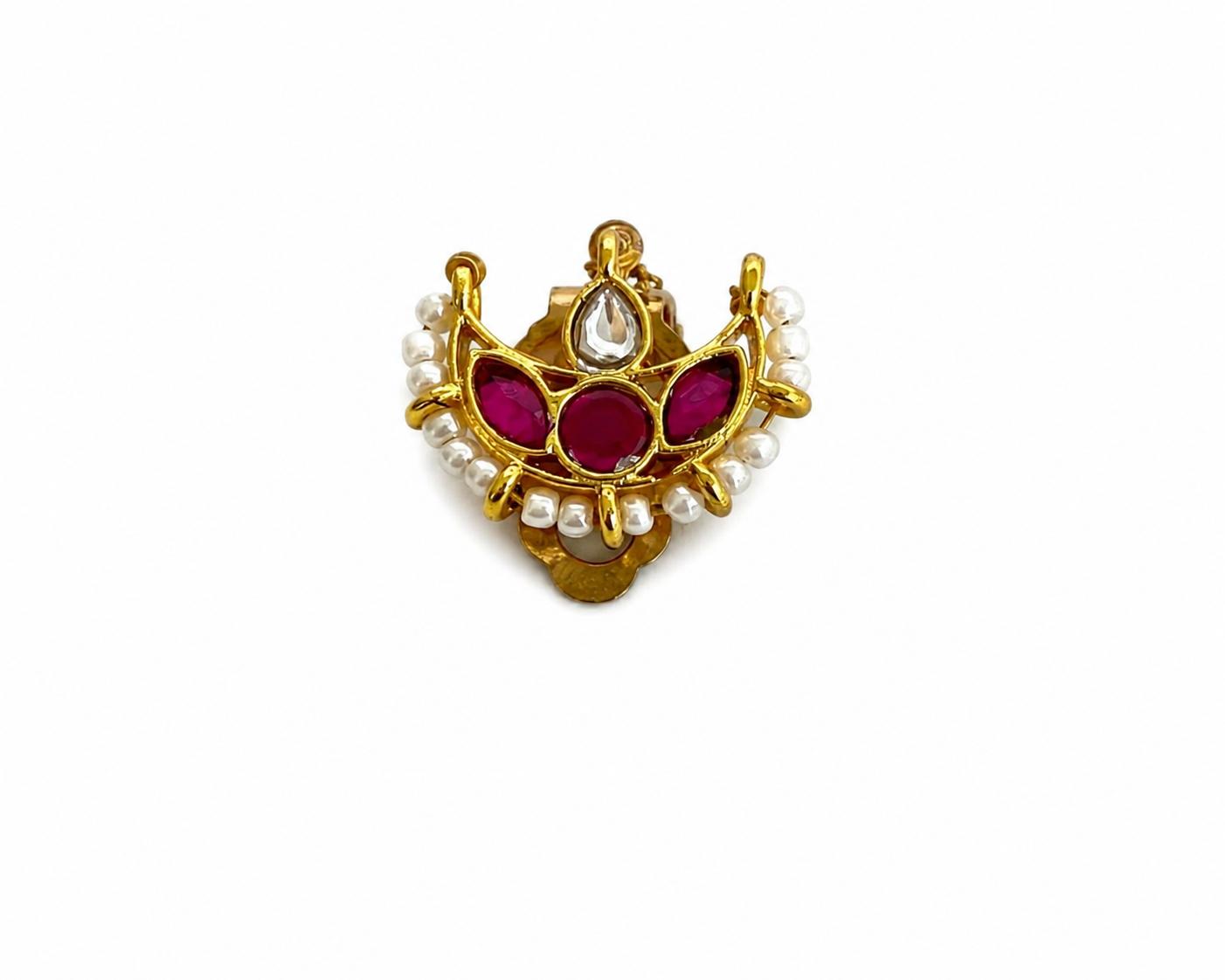 9rock The Kundan Ruby Pearl Buttons - kundan Jewellery