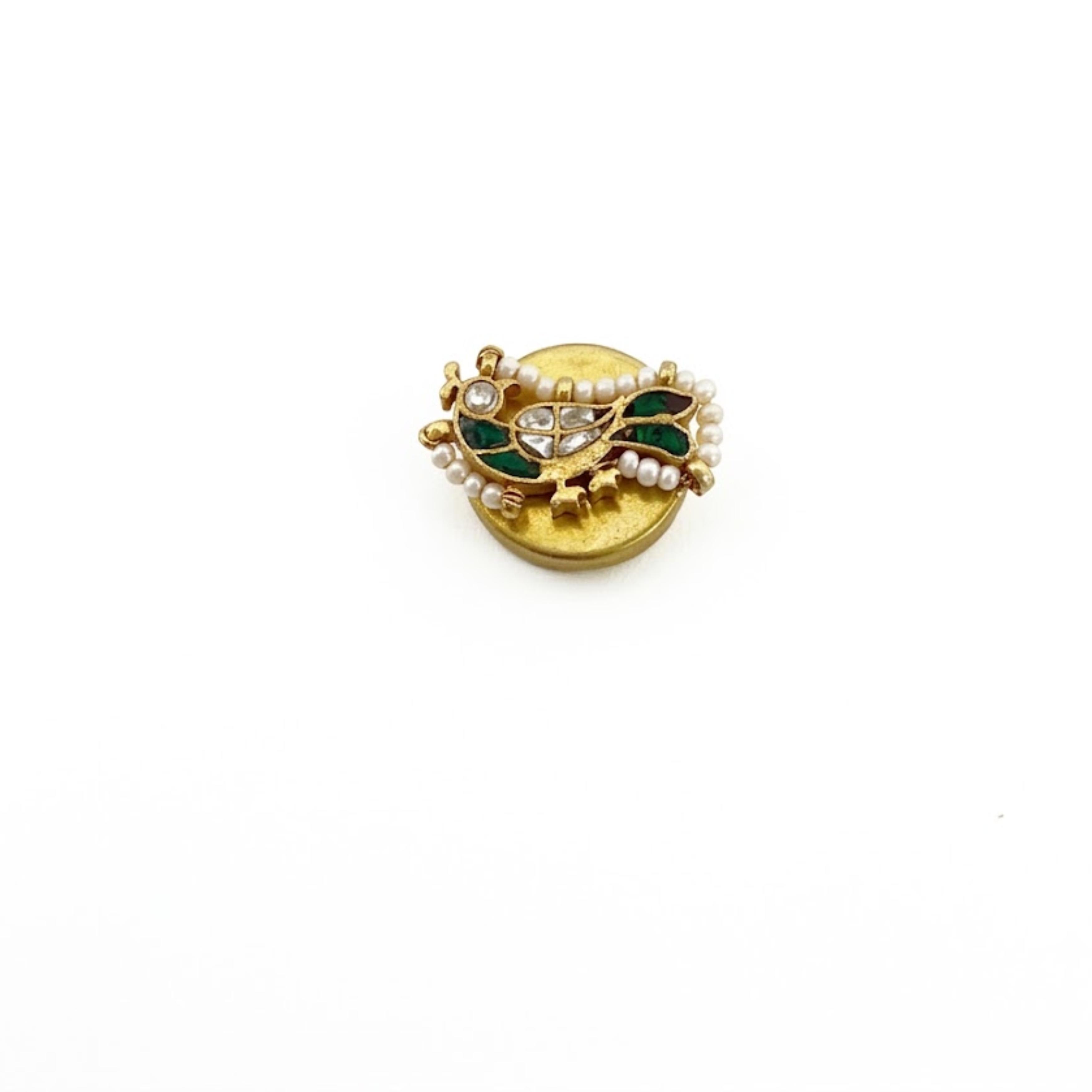 9rock The Golden Bird Kundan Button - kundan Jewellery
