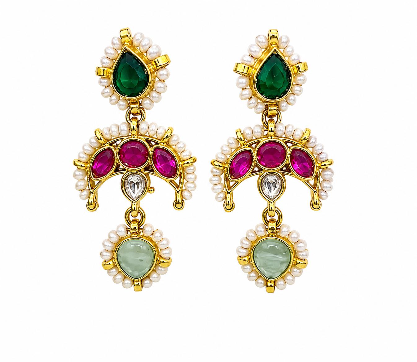9rock Regal Kundan Emerald Earrings - kundan Jewellery