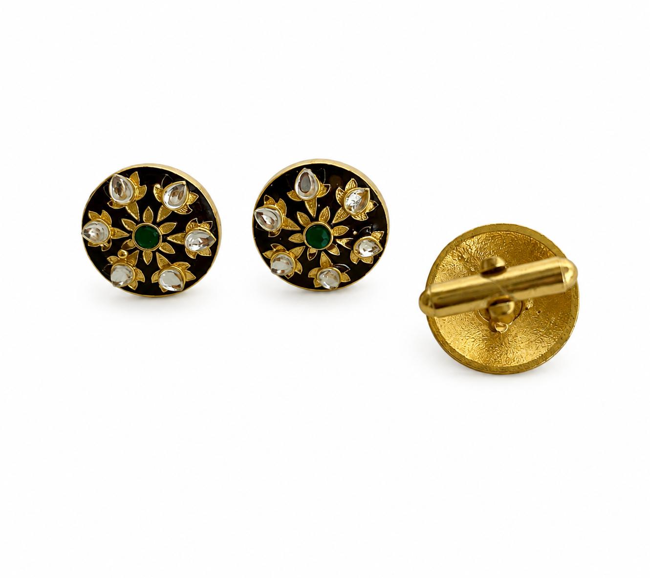 9rock The Luminous Emerald Floral Cufflinks - fusion Jewellery