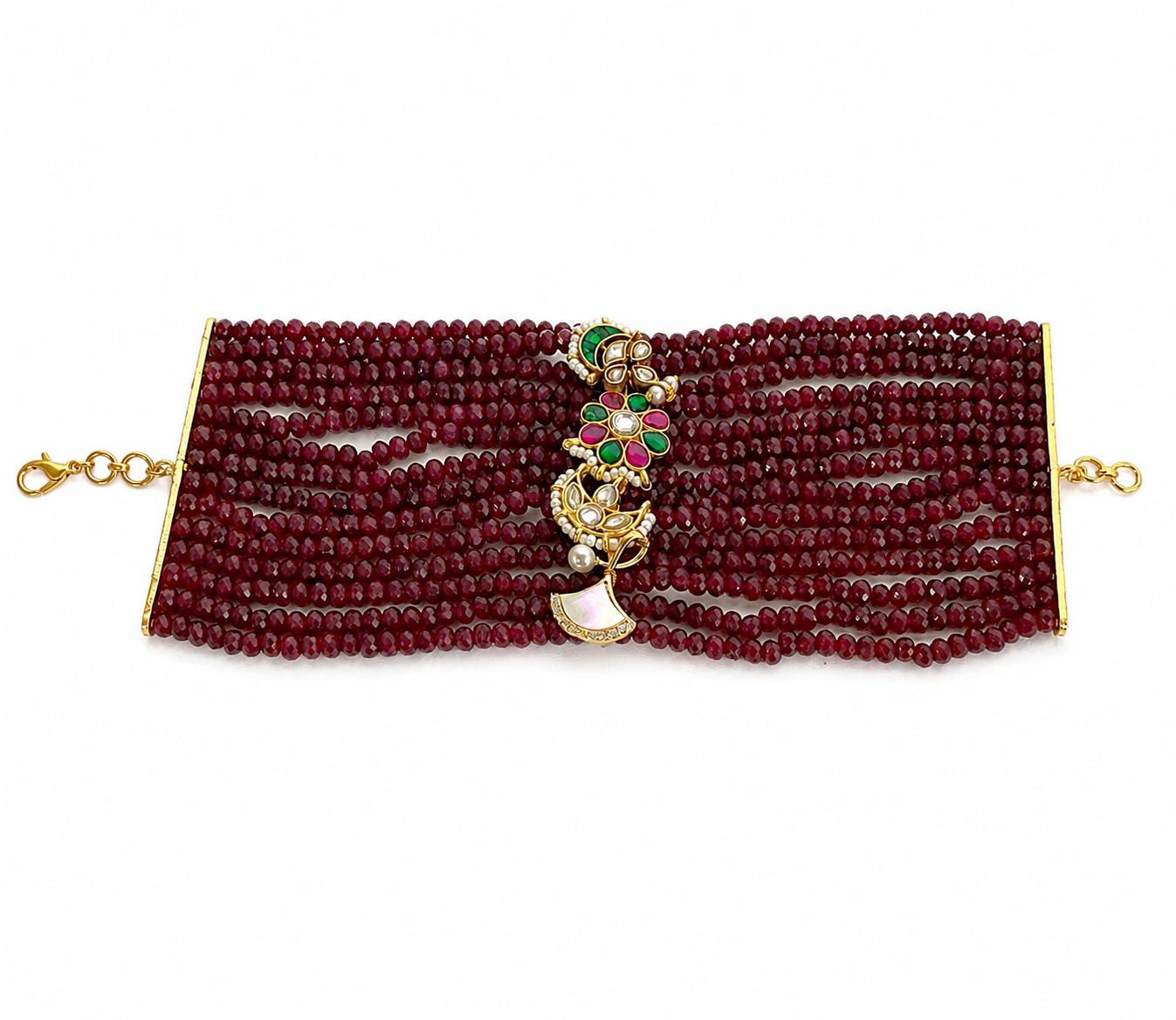 9rock The Ruby Bloom Kundan Bracelet - kundan Jewellery