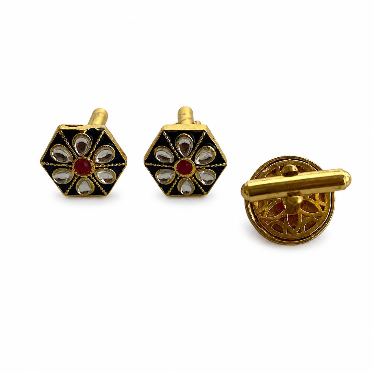 9rock Hexagonal Floral Cufflinks - fusion Jewellery