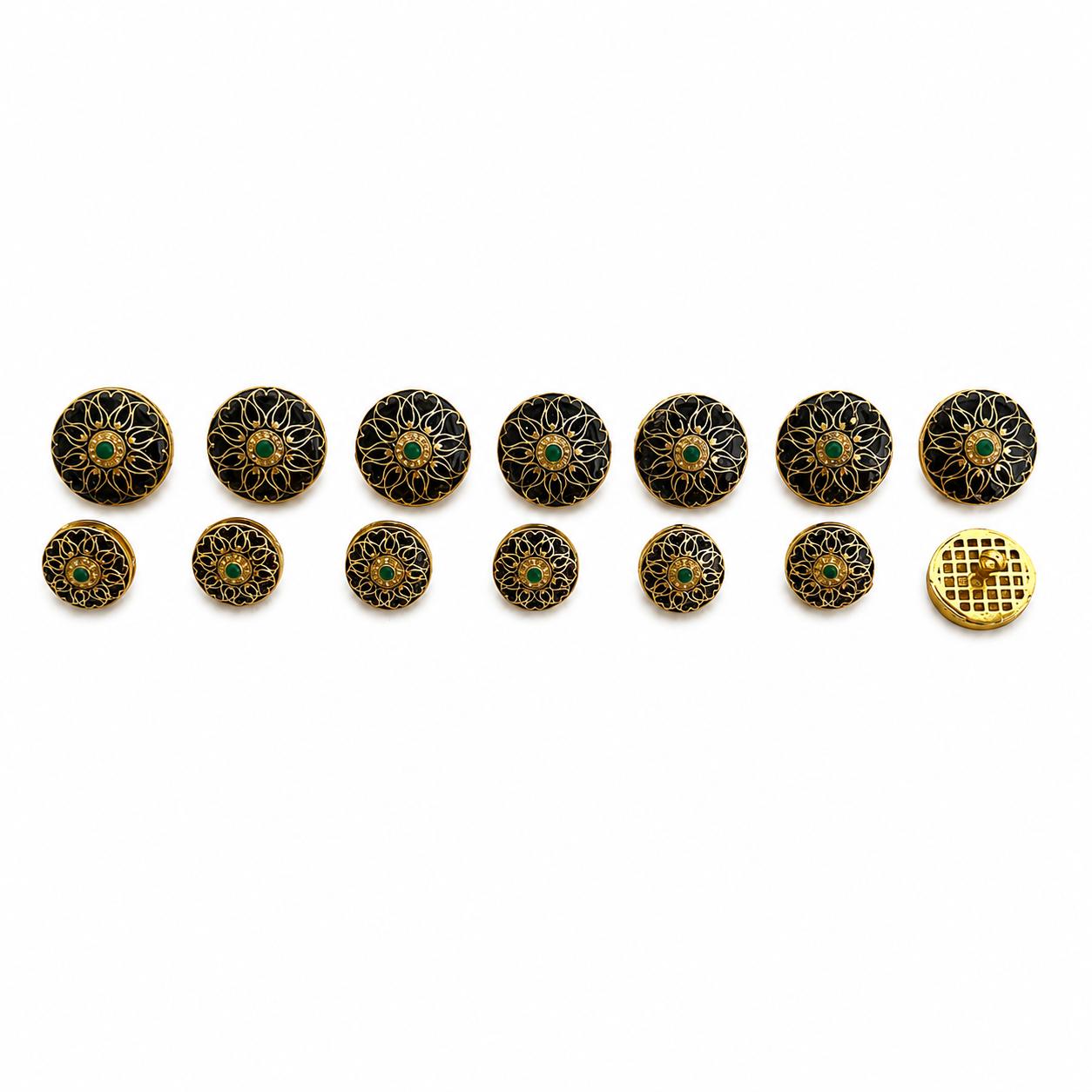 9rock The Gilded Emerald Floral Buttons - alloy Jewellery