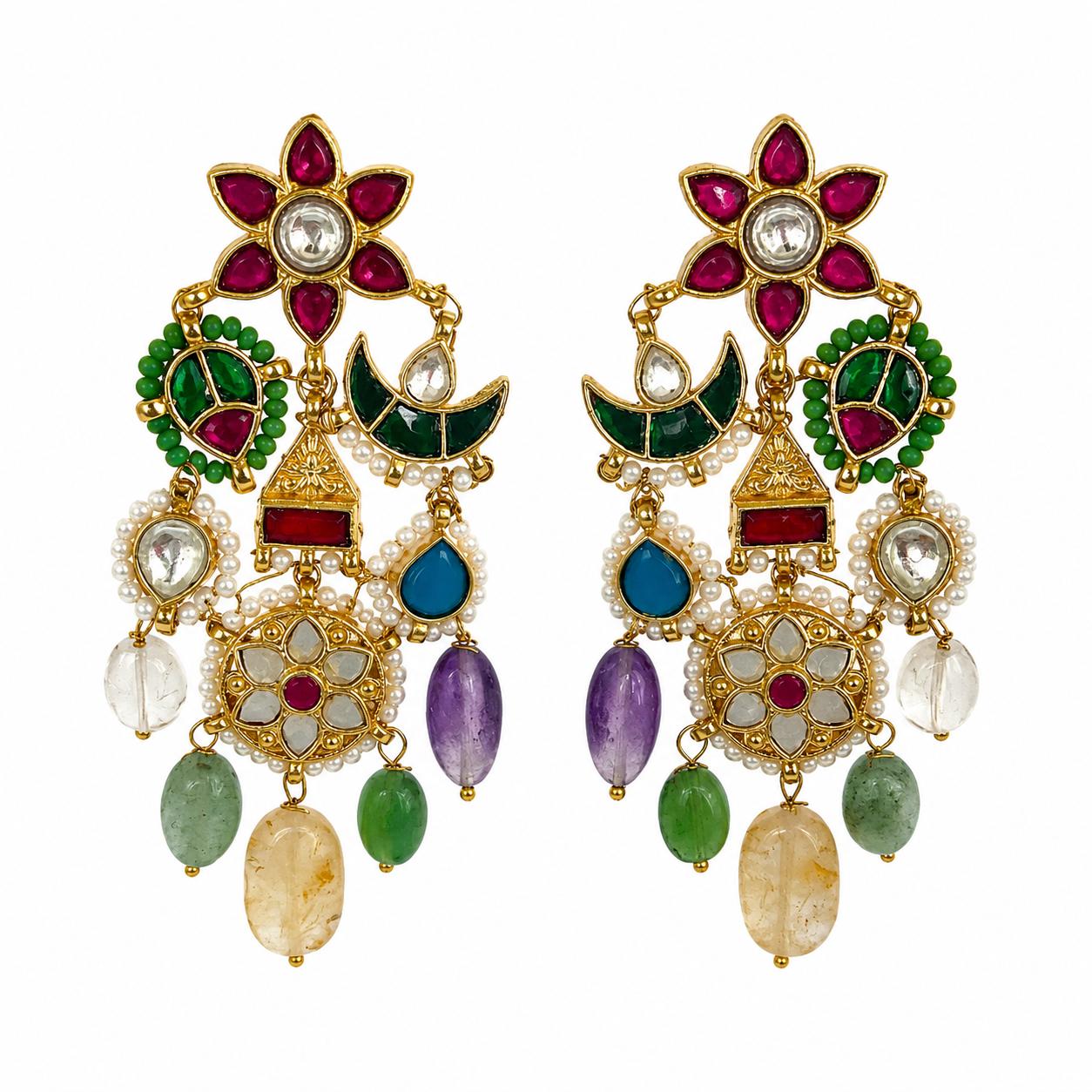 9rock The Celestial Bloom Kundan Earrings - kundan Jewellery
