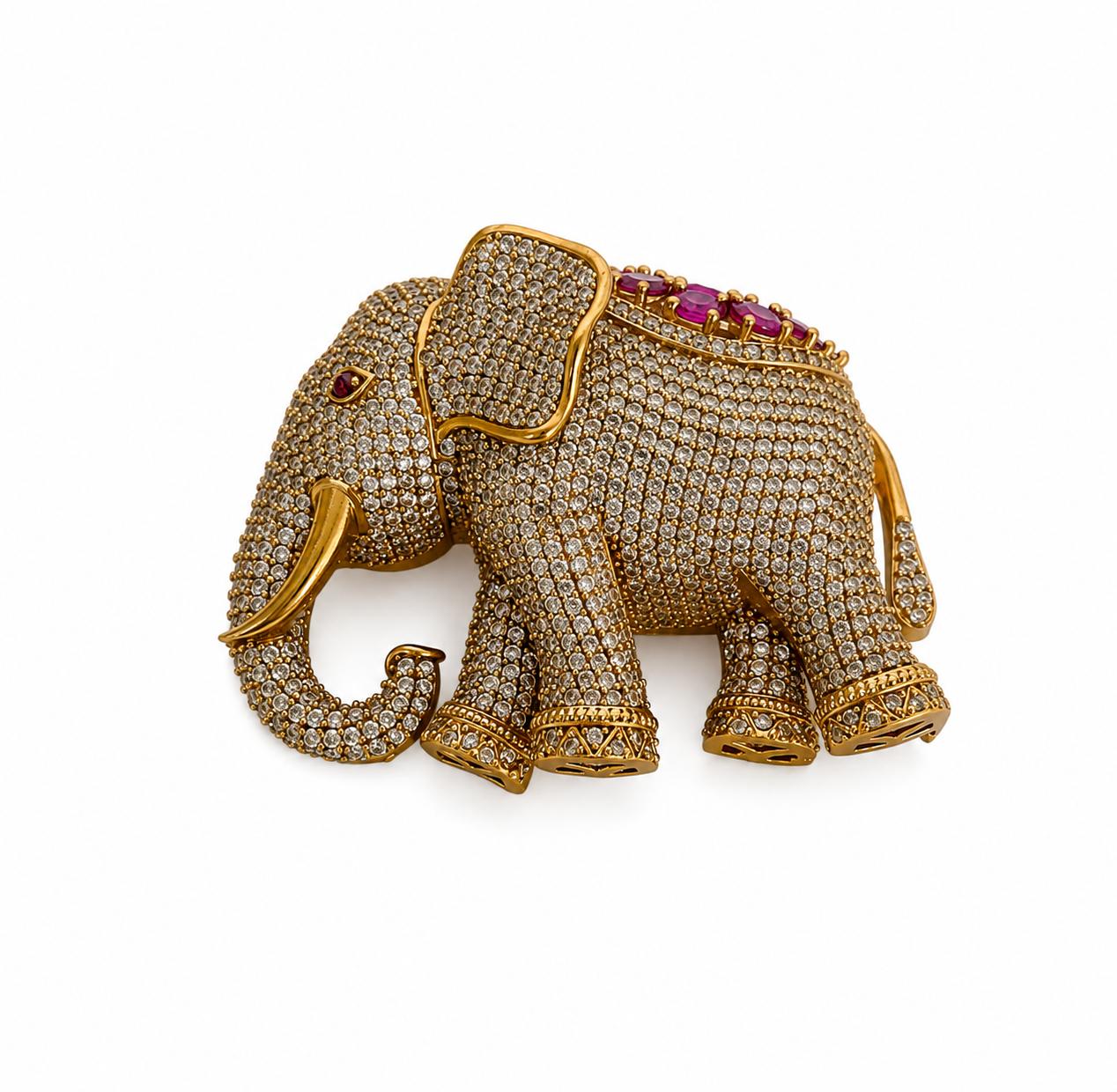 9rock The Gilded Elephant Diamond Brooch - Diamond Jewellery