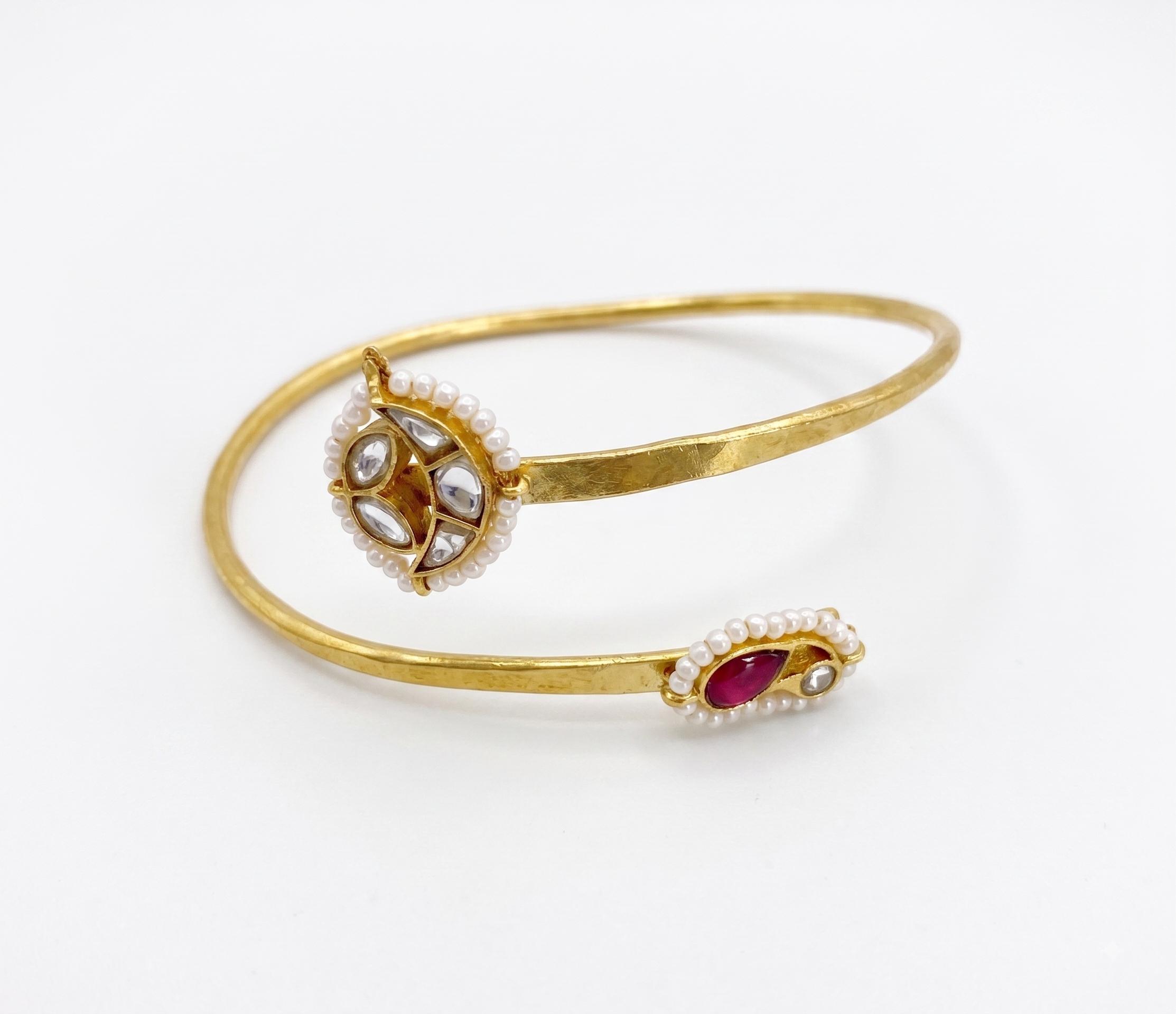 9rock The Kundan Pearl Cuff Bracelet - kundan Jewellery