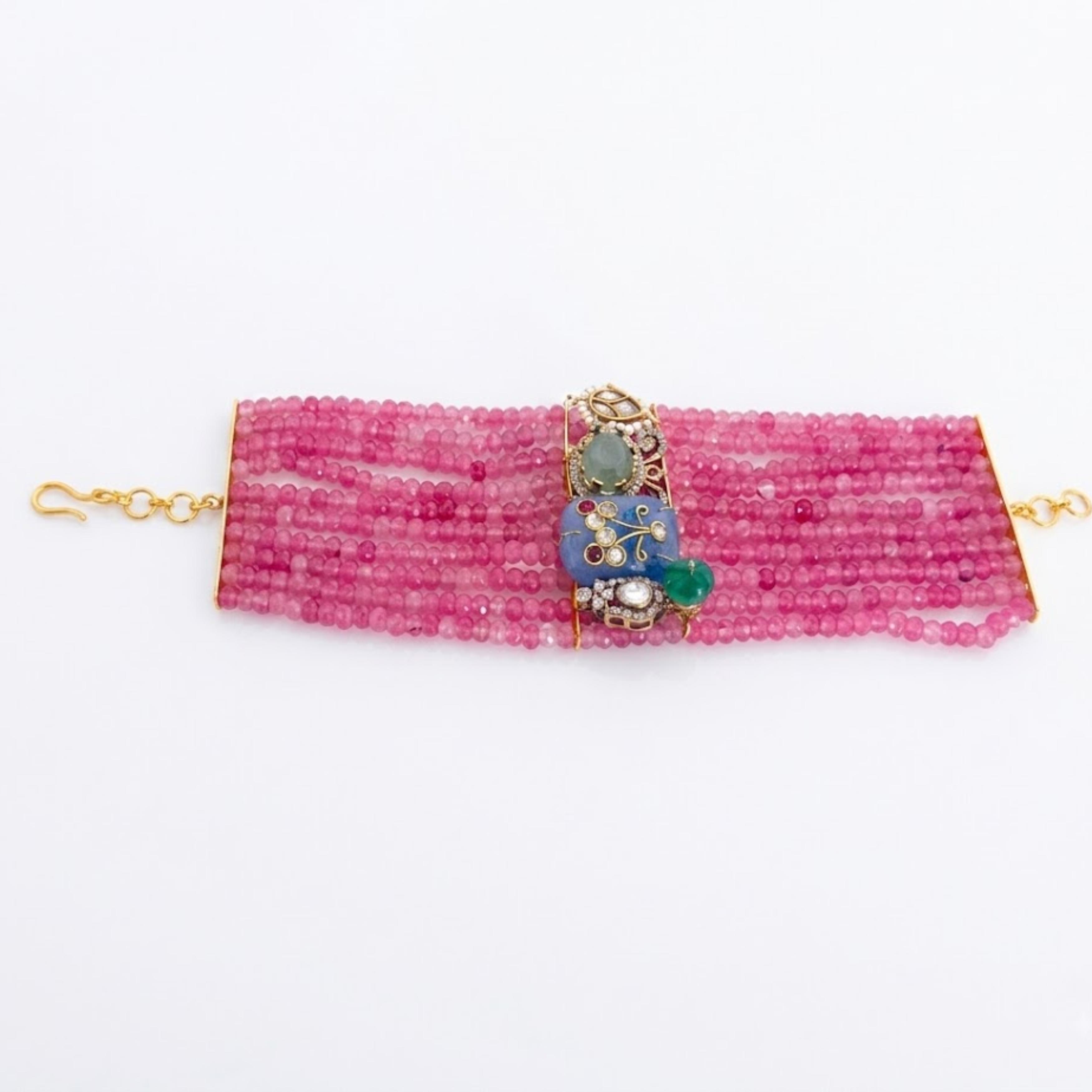 9rock The Blooming Gemstone Kundan Bracelet - kundan Jewellery