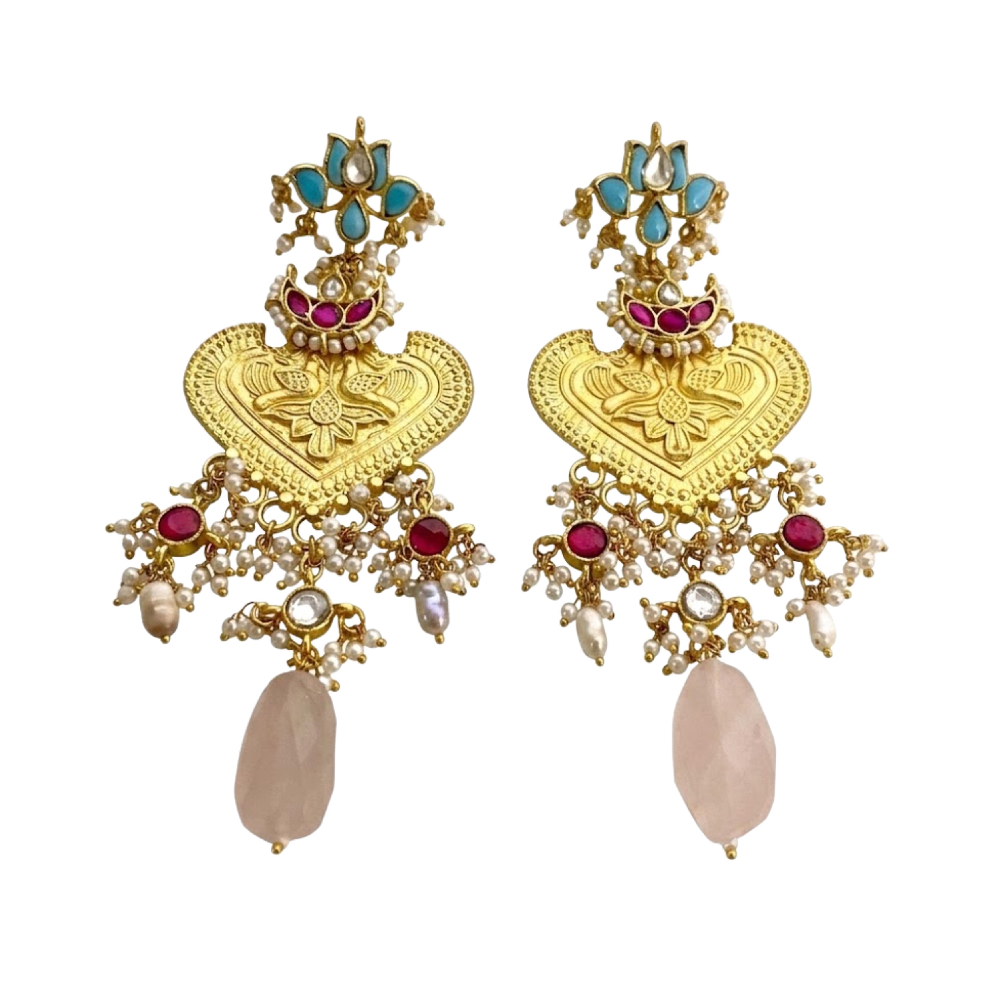 9rock Regal Rose Kundan Earrings - kundan Jewellery