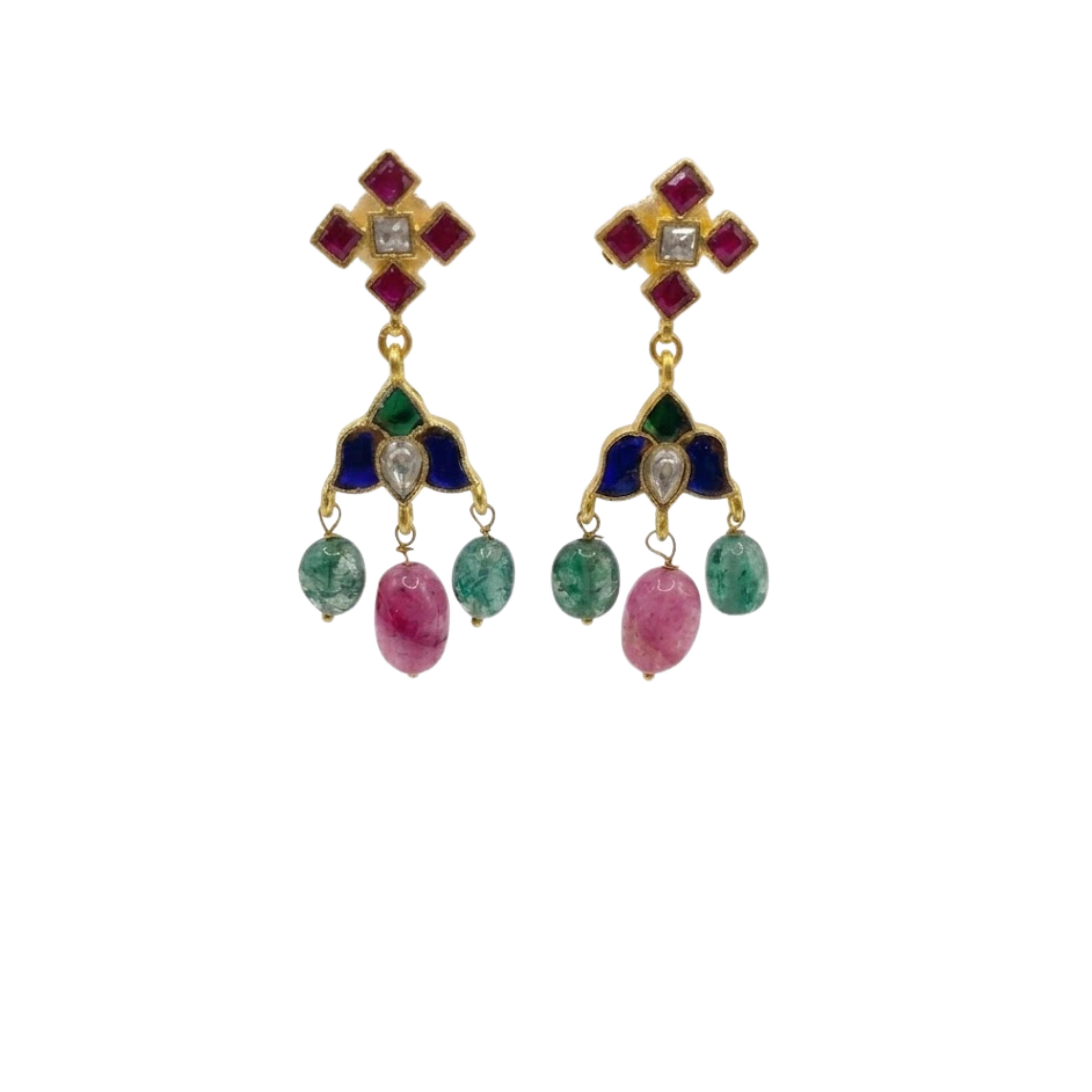 9rock Regal Kundan Gemstone Earrings - kundan Jewellery