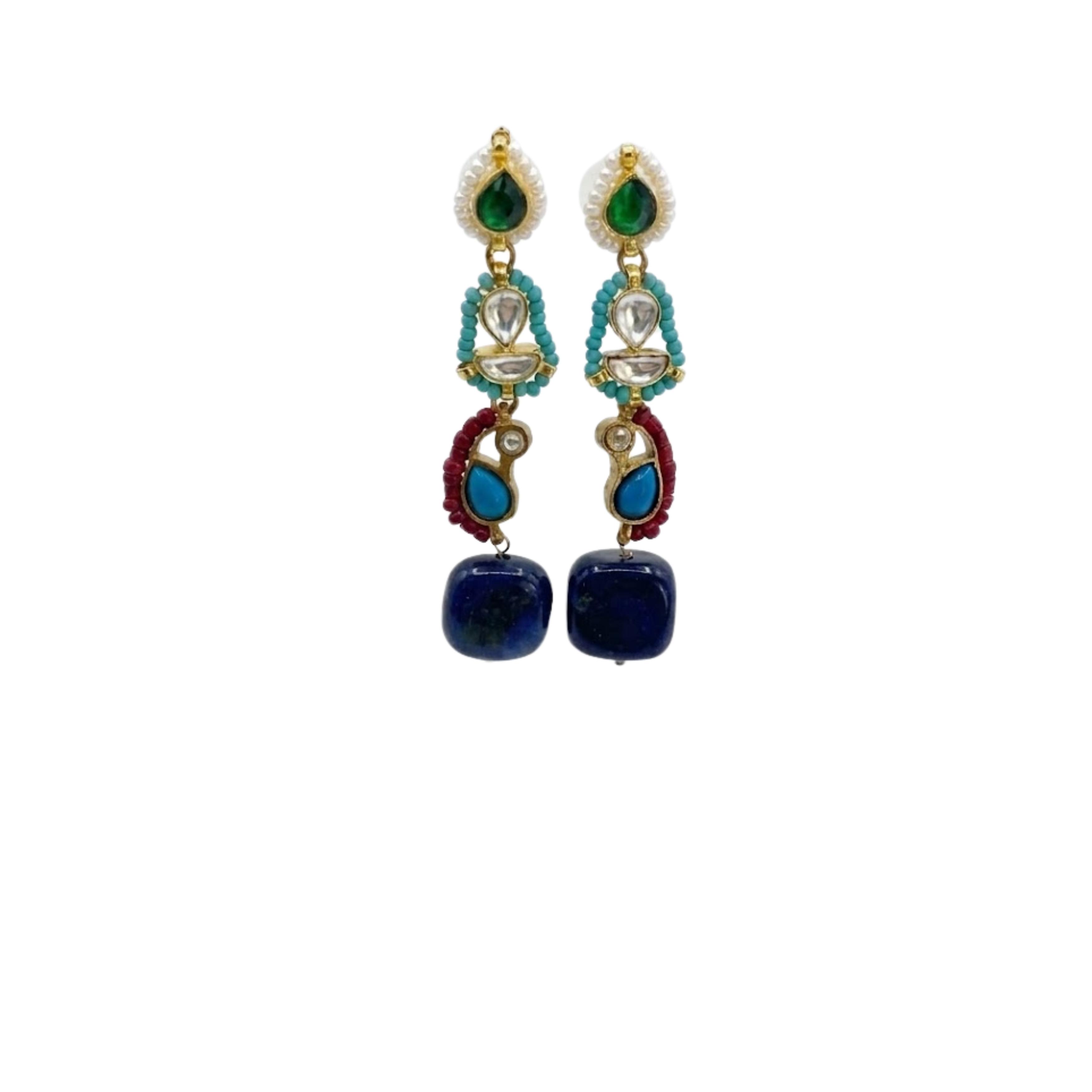 9rock The Emerald Pearl Drop Earrings - kundan Jewellery